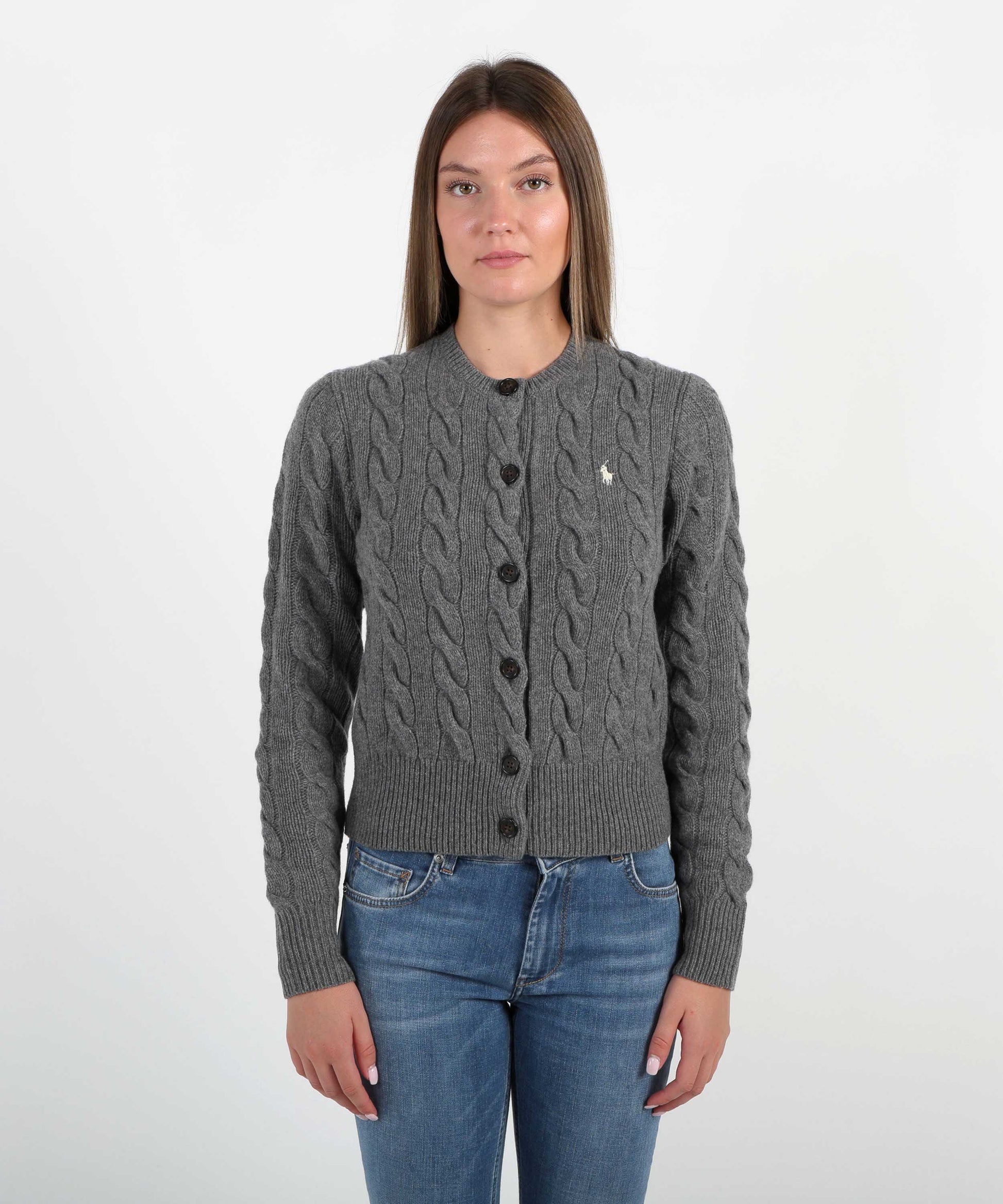 Cardigan POLO RALPH LAUREN Cardigan a treccia Grigio | POLO RALPH LAUREN