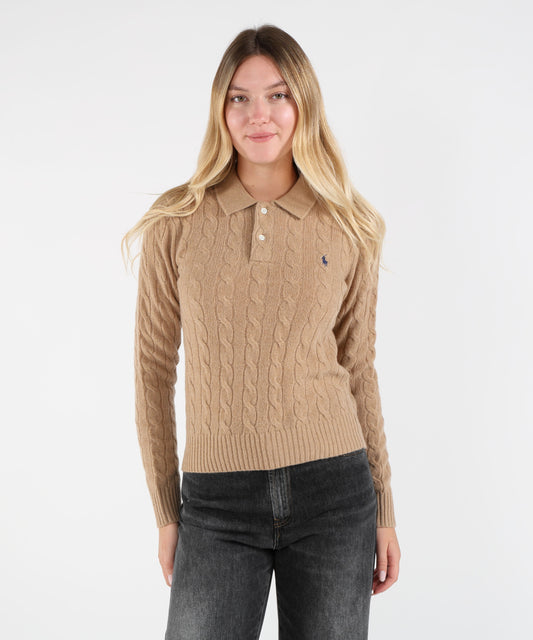 POLO RALPH LAUREN Maglione Stile Polo in Maglia Intrecciata