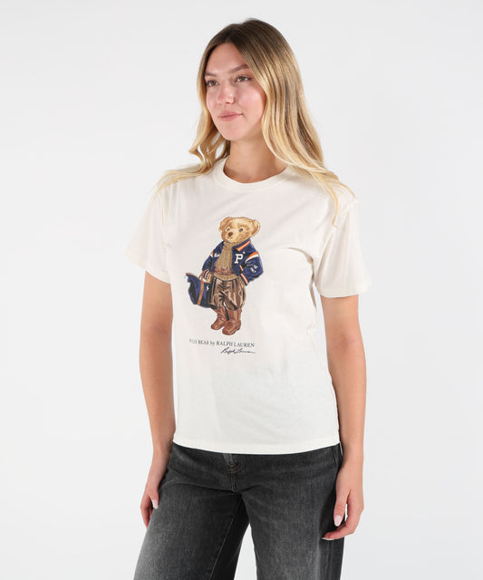 T-shirt POLO RALPH LAUREN T-Shirt in Cotone con Stampa Polo Bear Latte | POLO RALPH LAUREN