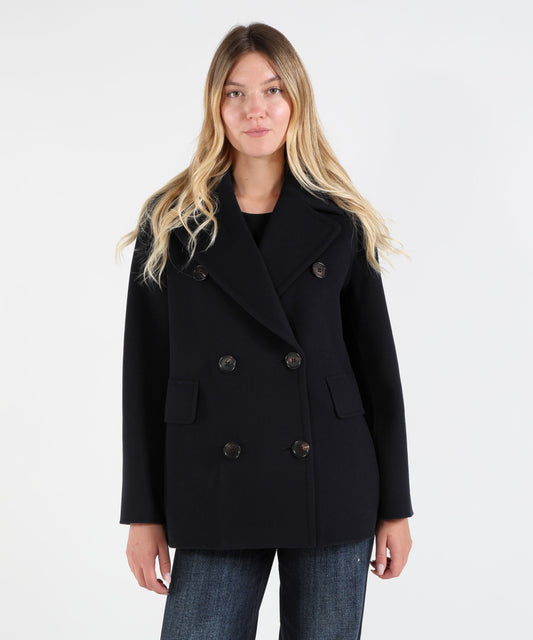 Giacconi 'S MAX MARA Caban Doppiopetto in Pura Lana Blu | 'S MAX MARA
