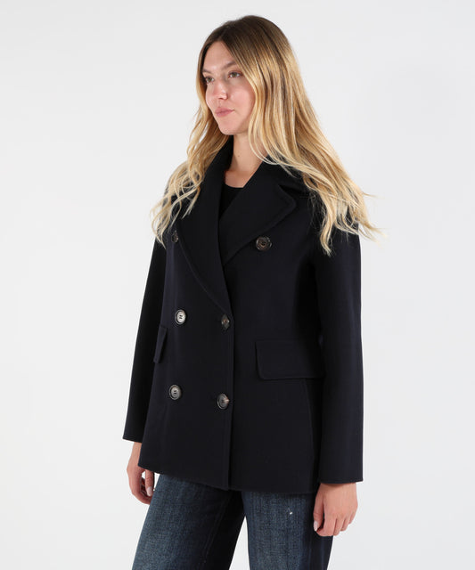 Giacconi 'S MAX MARA Caban Doppiopetto in Pura Lana Blu | 'S MAX MARA