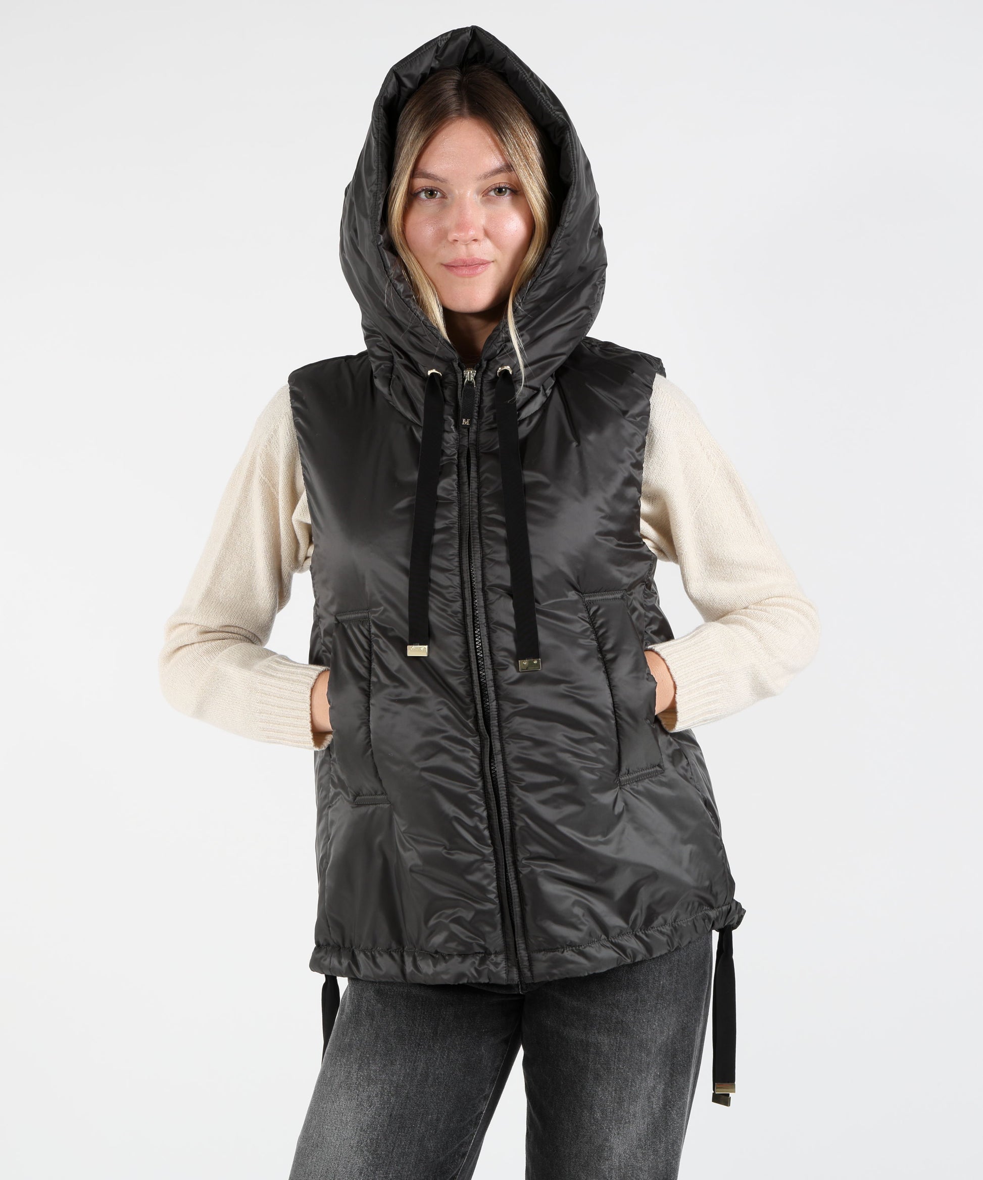 Giacche MAX MARA THE CUBE Gilet Corto con Cappuccio in Tela Antigoccia Verdone | MAX MARA THE CUBE
