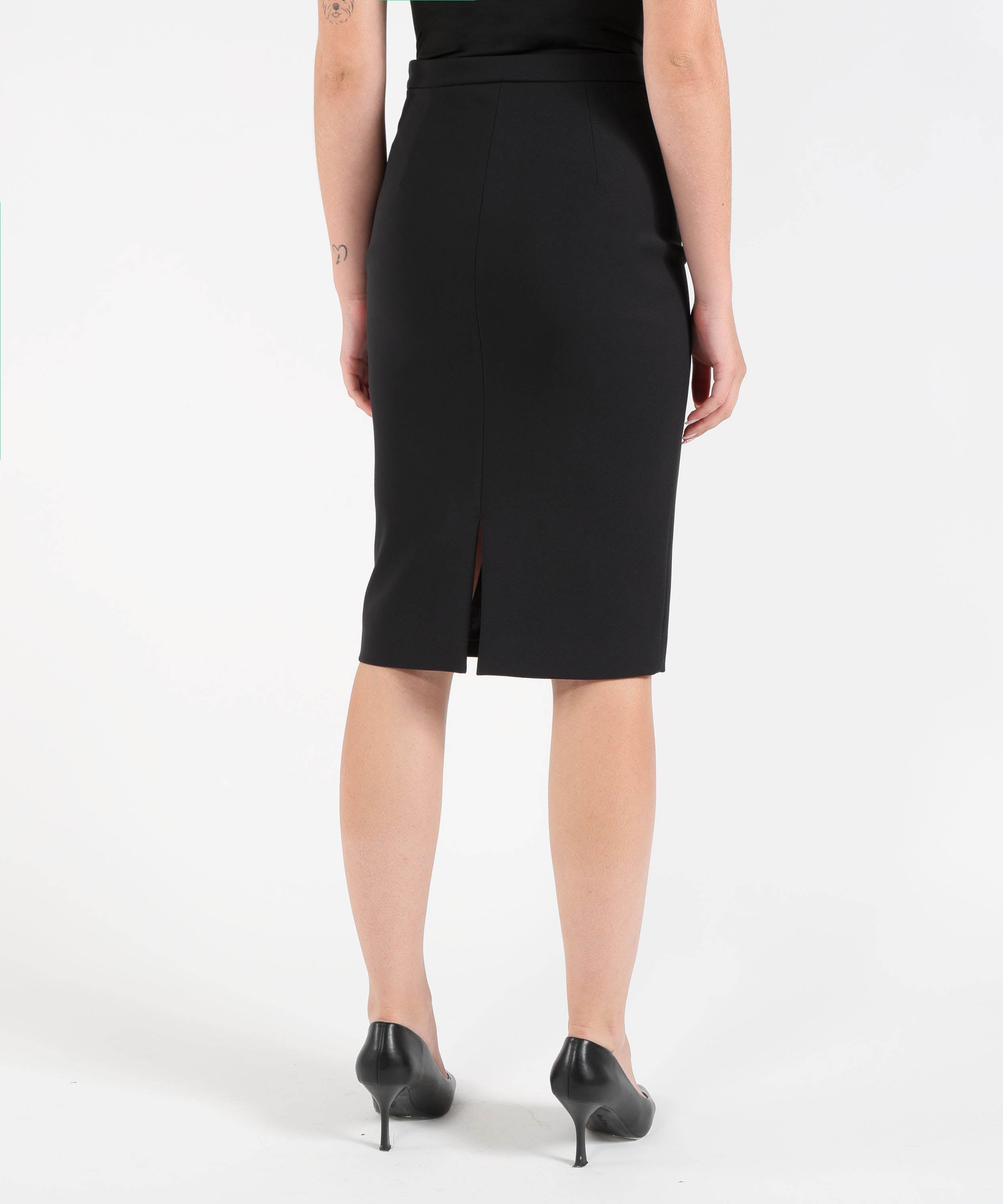 Gonne ELISABETTA FRANCHI Gonna in doppio crêpe stretch con dettaglio gioiello Nero | ELISABETTA FRANCHI