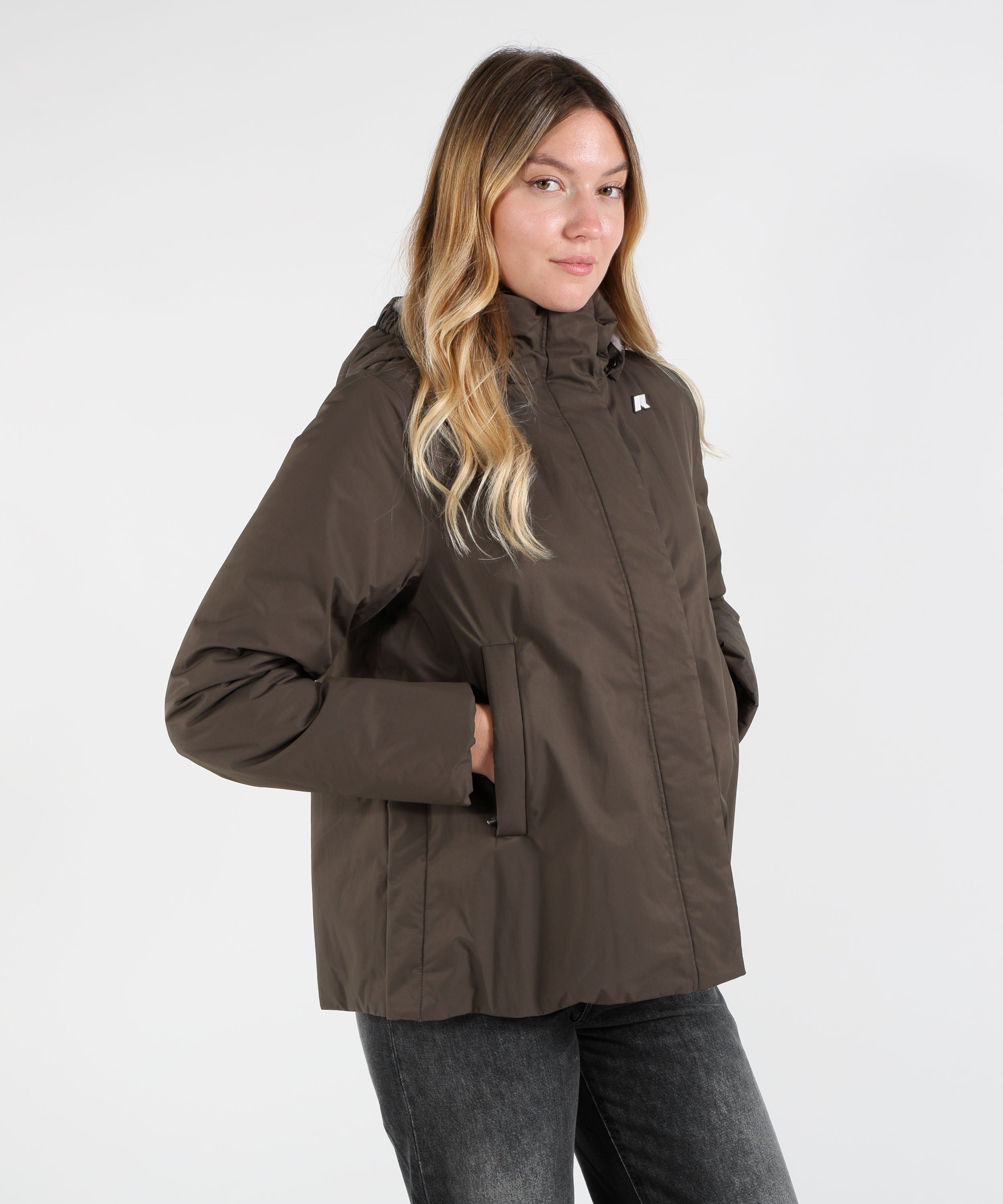 Giacche K-WAY Giacca Marlette con Cappuccio Oliva/grigio | K-WAY