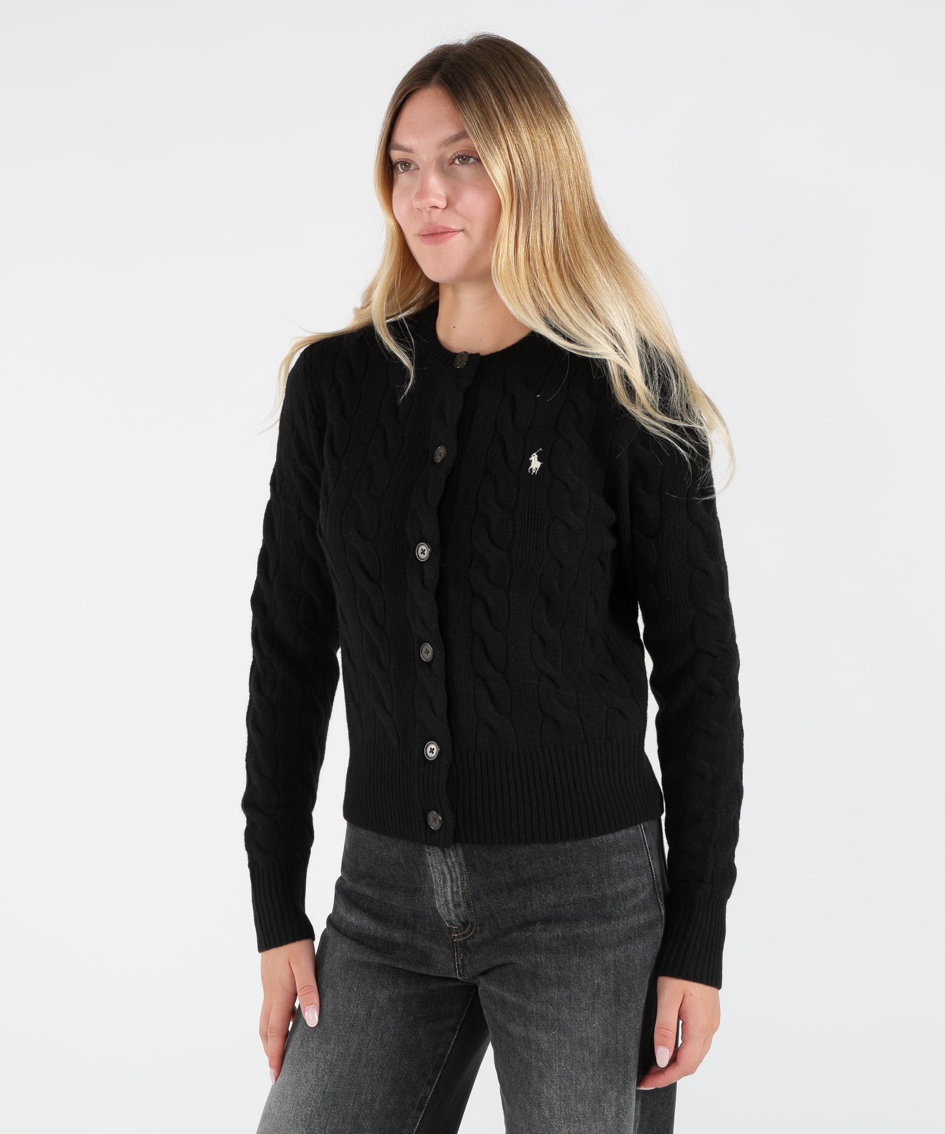 Cardigans POLO RALPH LAUREN Cable Knit Cardigan Nero | POLO RALPH LAUREN