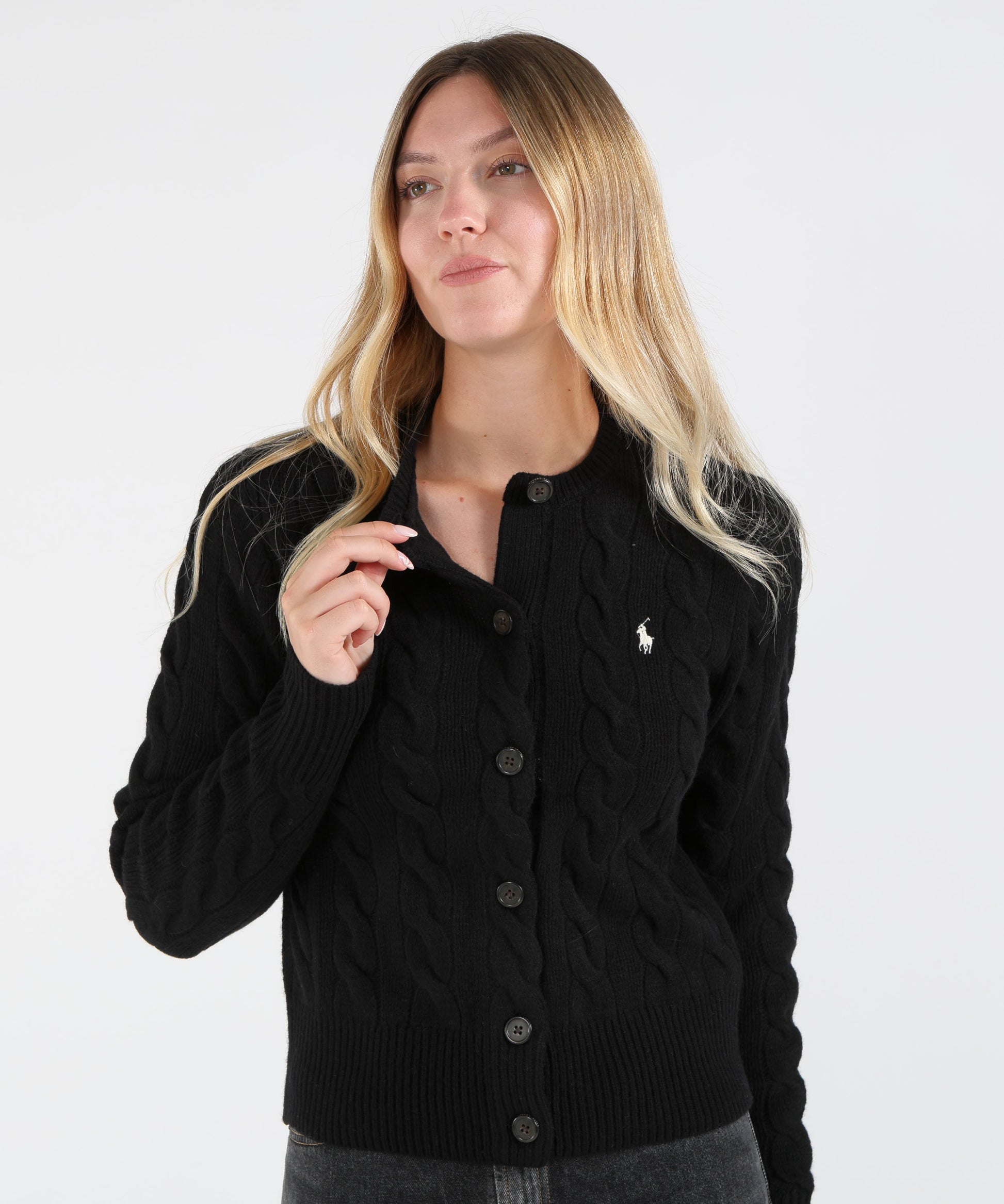 Cardigans POLO RALPH LAUREN Cable Knit Cardigan Nero | POLO RALPH LAUREN