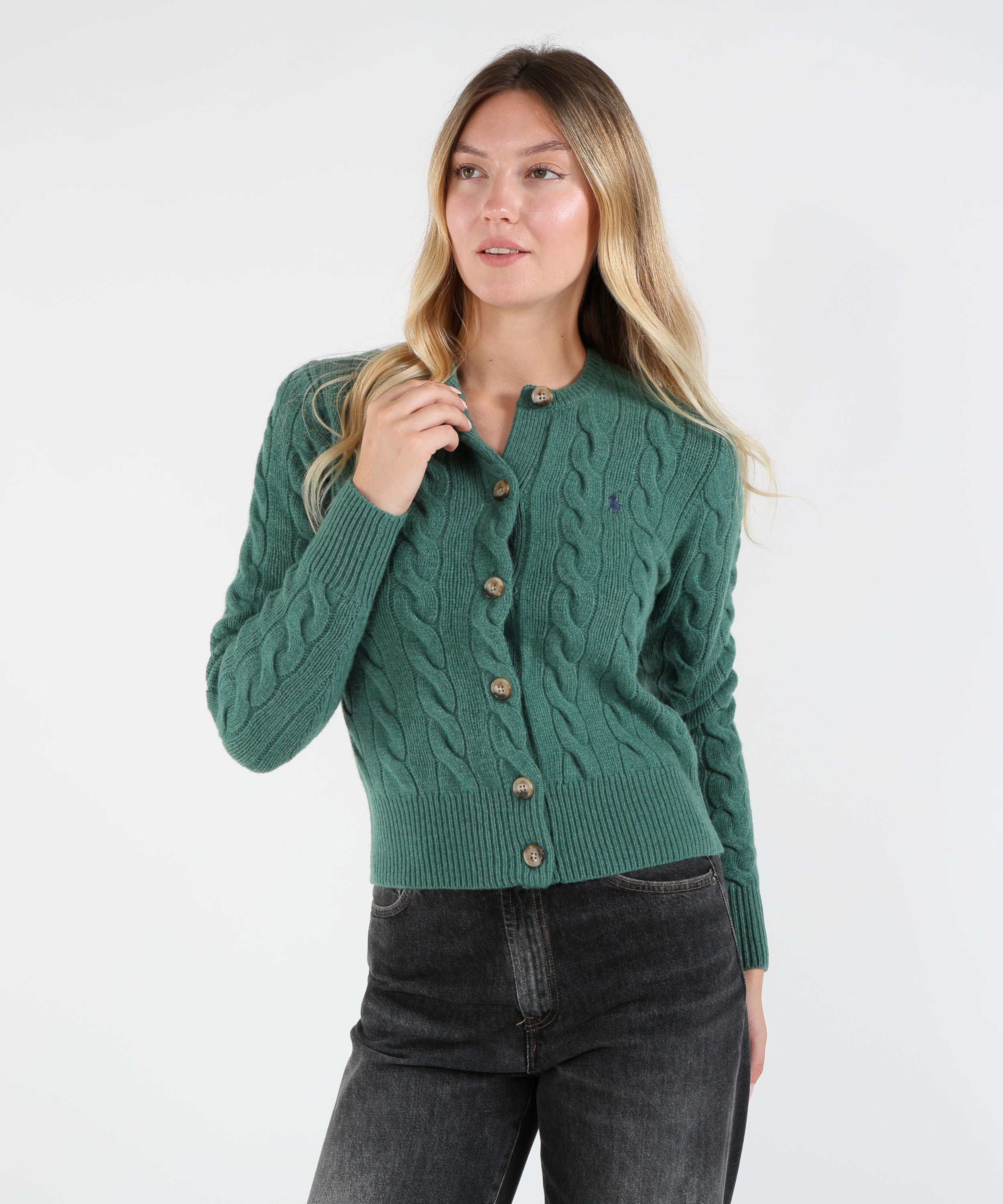 Cardigan POLO RALPH LAUREN Cardigan a treccia Verde | POLO RALPH LAUREN