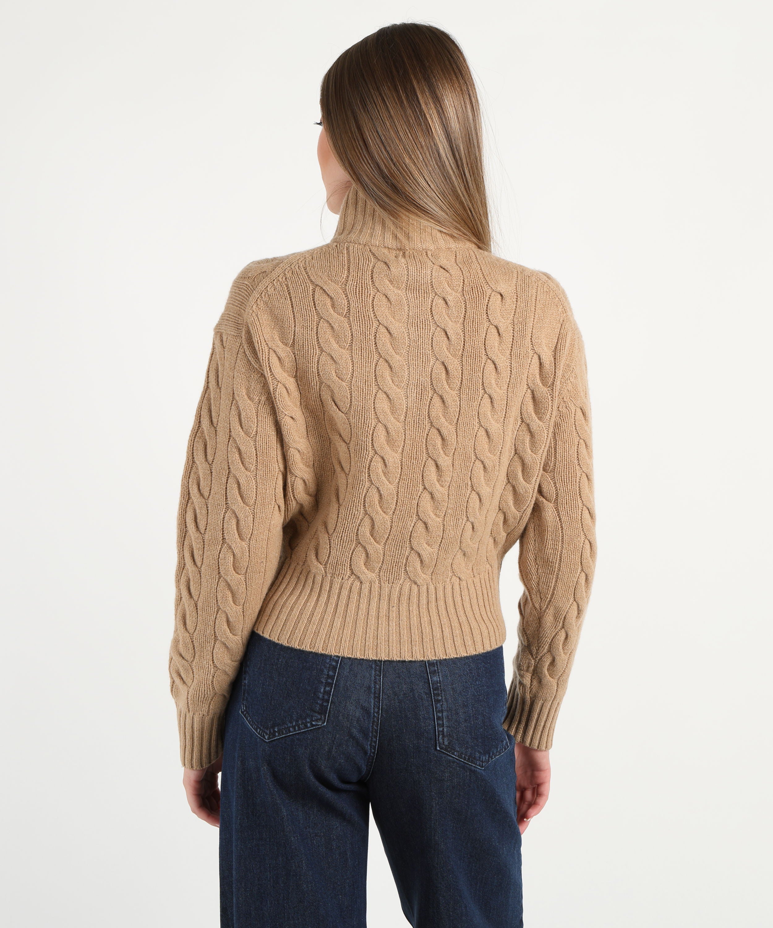Pullover POLO RALPH LAUREN Pullover a treccia mezzo zip Cammello | POLO RALPH LAUREN