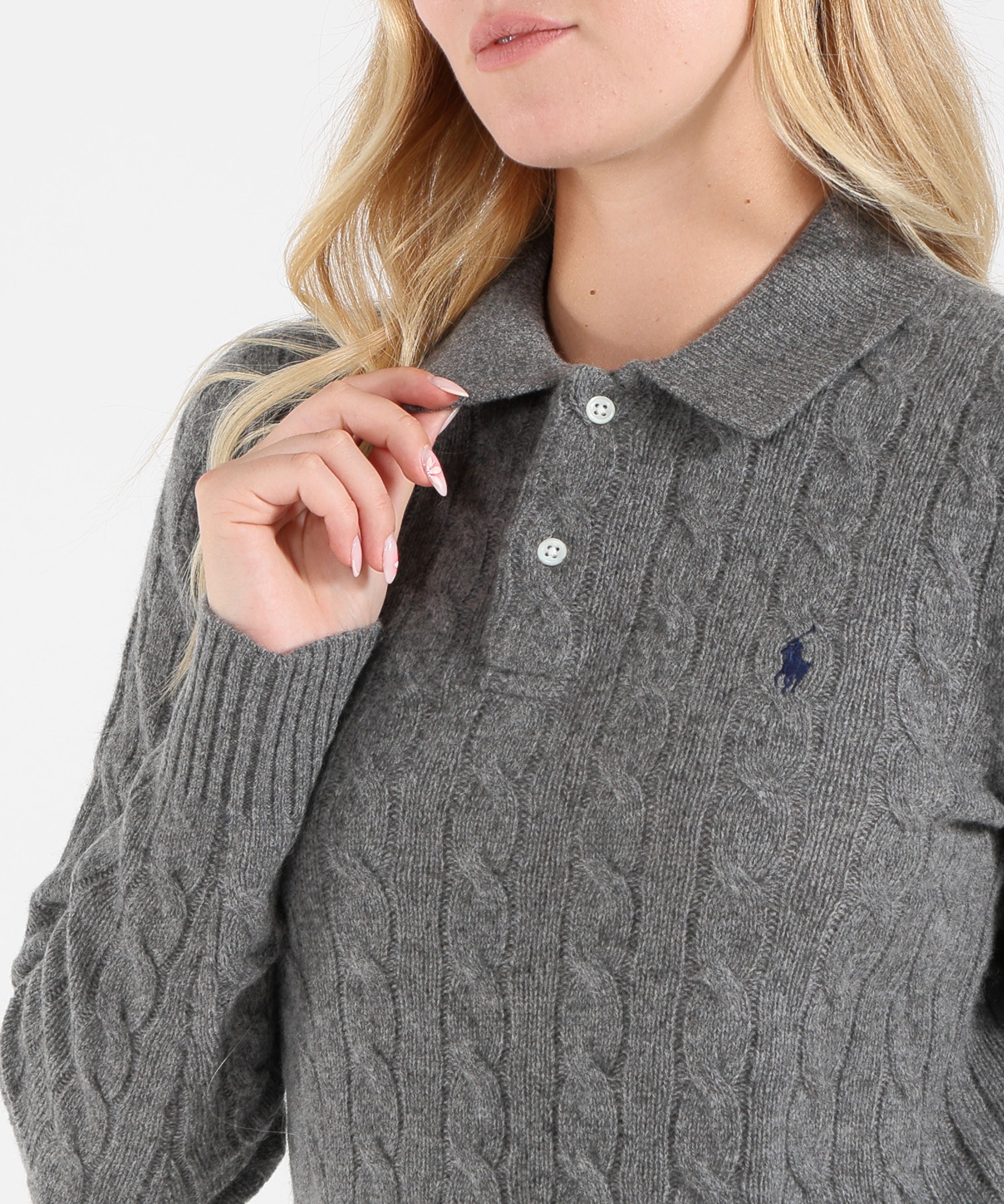 Pullover POLO RALPH LAUREN Maglione Stile Polo in Maglia Intrecciata Grigio | POLO RALPH LAUREN
