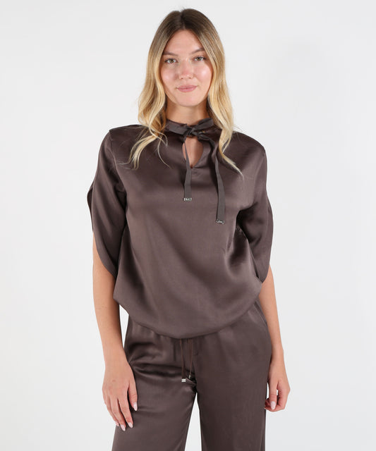 Bluse HERNO TOP RESORT IN RASO Marrone | HERNO