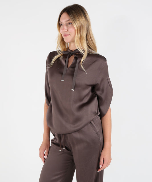 Bluse HERNO TOP RESORT IN RASO Marrone | HERNO