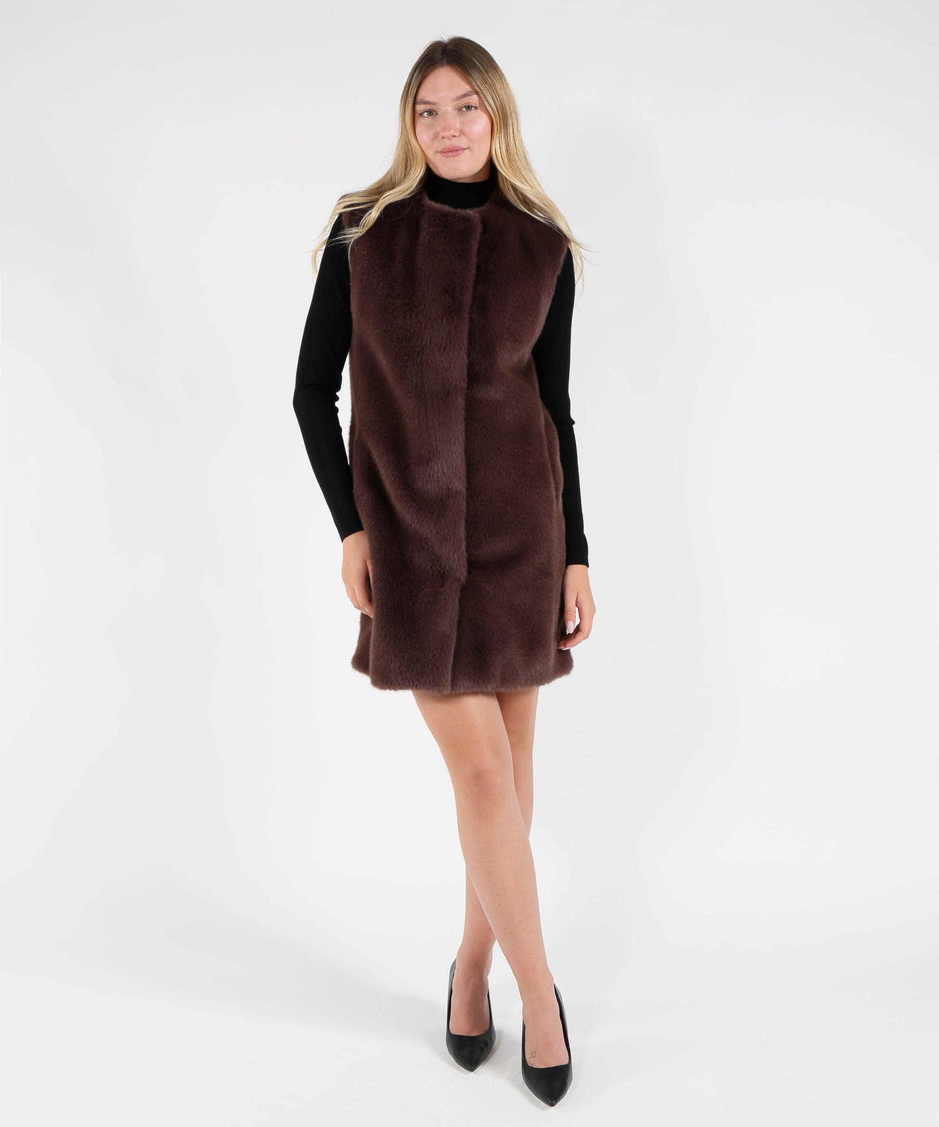 HERNO GILET RESORT IN SIMIL PELLICCIA EFFETTO CASTORO