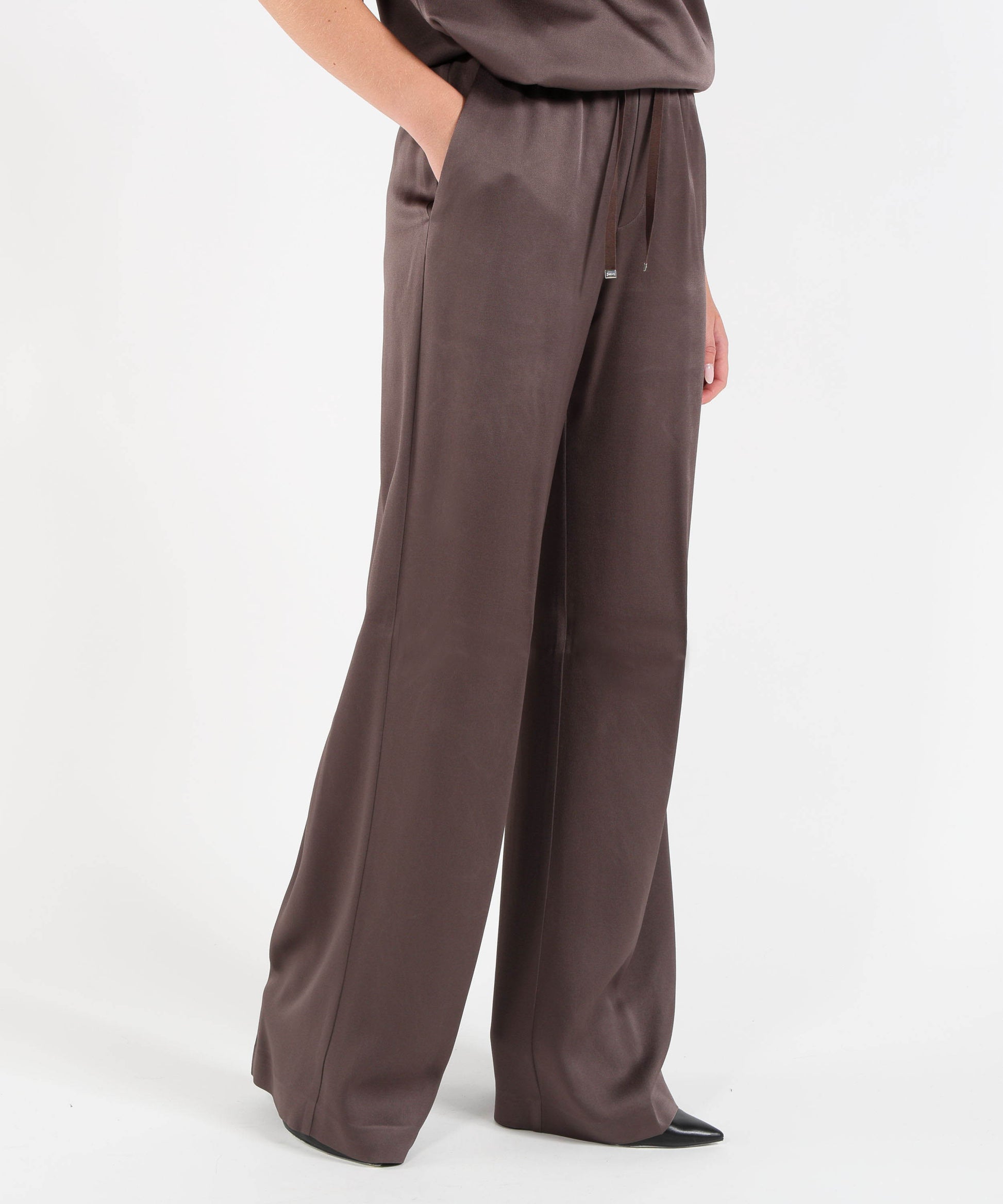 Trousers HERNO Resort Satin Trousers Marrone | HERNO