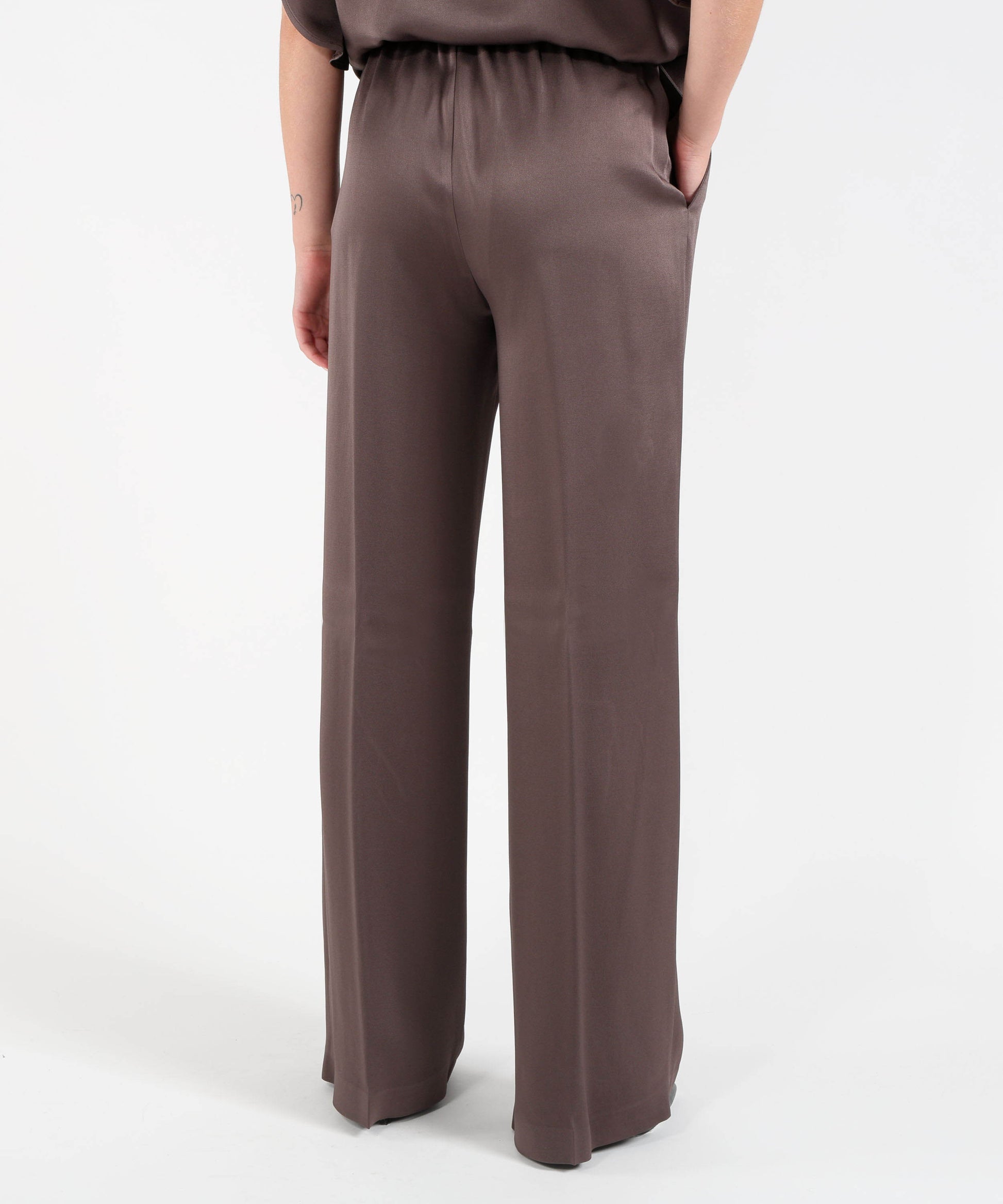Trousers HERNO Resort Satin Trousers Marrone | HERNO