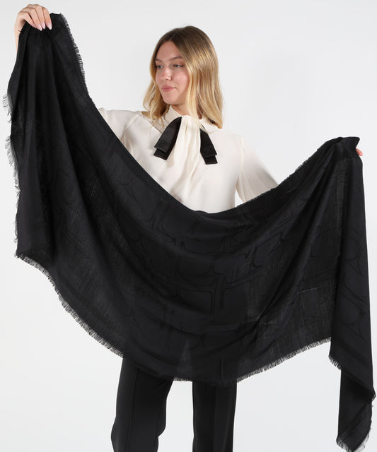 Sciarpe ELISABETTA FRANCHI Foulard in viscosa e modal Nero | ELISABETTA FRANCHI