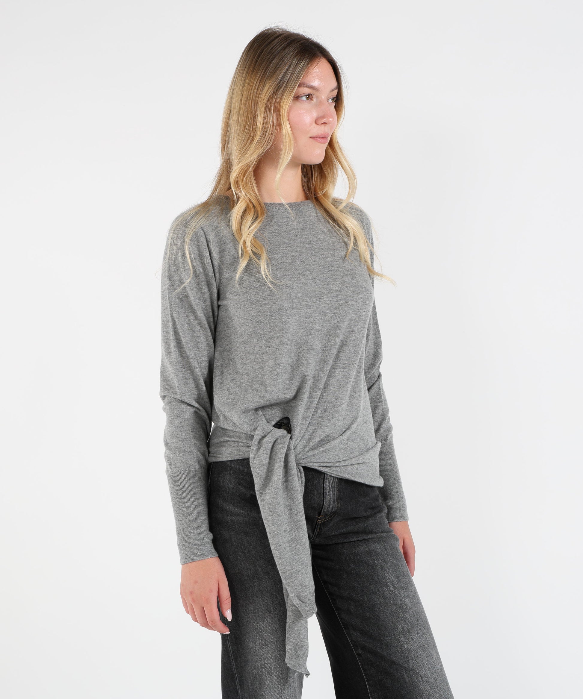 Maglie LIVIANA CONTI Maglia Zafira in pura lana vergine rasata Grigio | LIVIANA CONTI