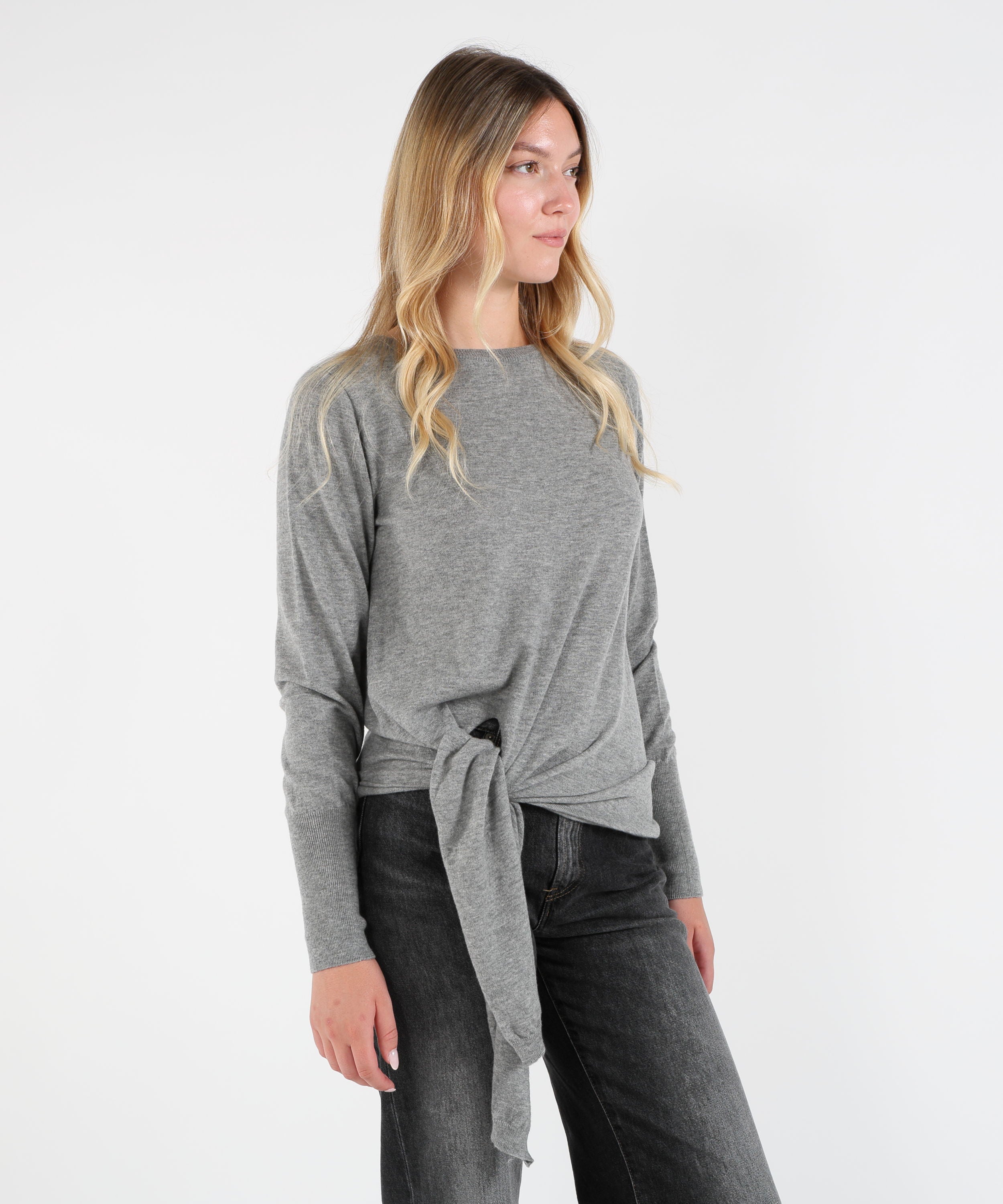 Maglie LIVIANA CONTI Maglia Zafira in pura lana vergine rasata Grigio | LIVIANA CONTI