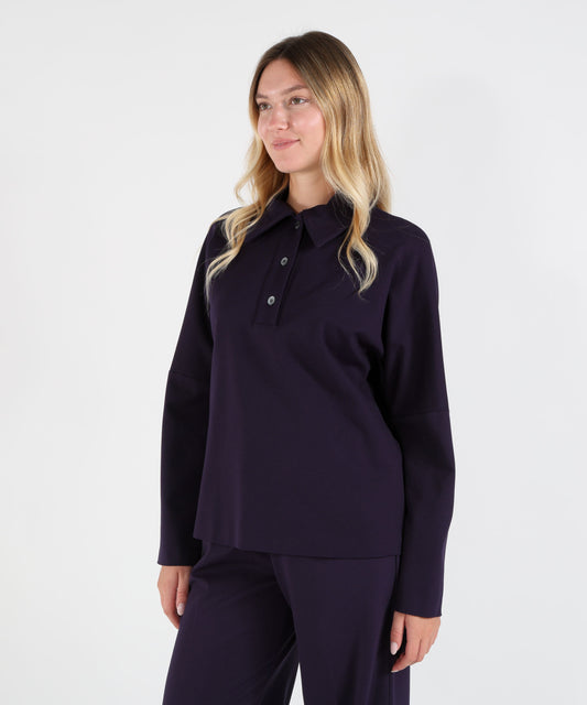 Bluse LIVIANA CONTI Maglia Blusa Miranda punto Milano modello polo Viola | LIVIANA CONTI
