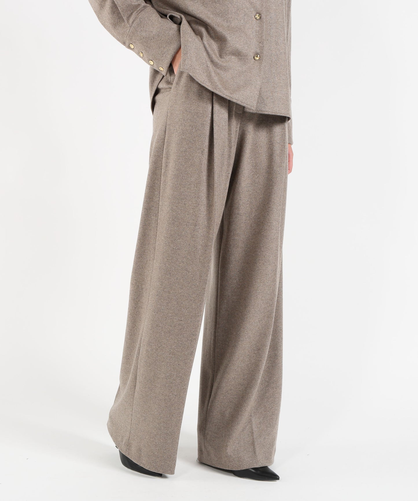 LIVIANA CONTI Pantaloni Wide Leg in Misto Cashmere