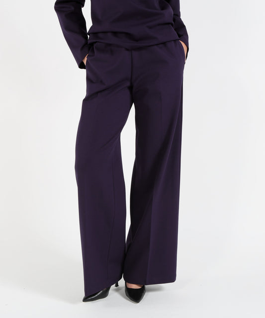 Pantaloni LIVIANA CONTI Pantaloni Wide Leg con Vita Elasticizzata ethan Viola | LIVIANA CONTI