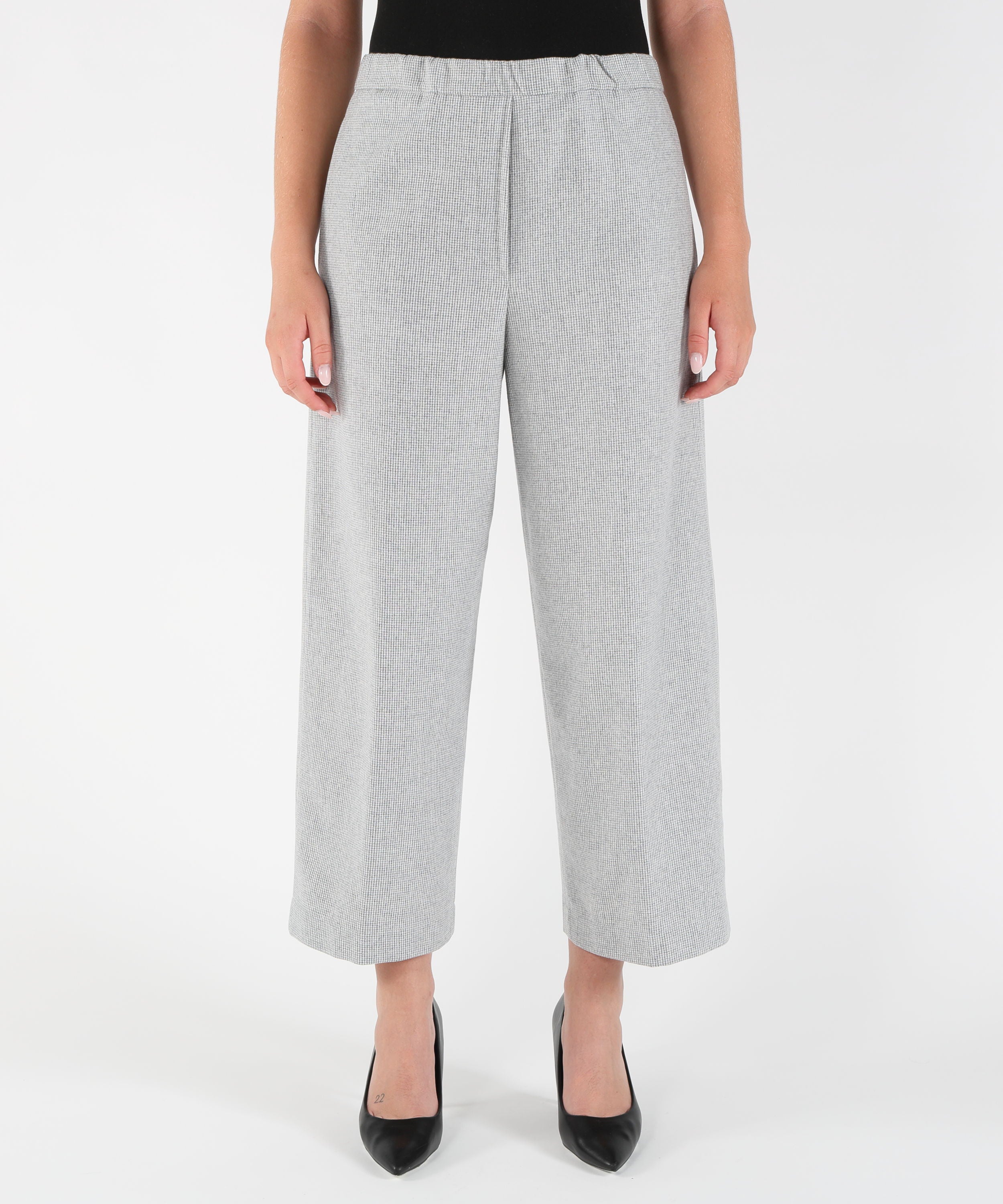 Pantaloni LIVIANA CONTI Pantaloni Wide Leg Pied de Poule alfred Grigio | LIVIANA CONTI