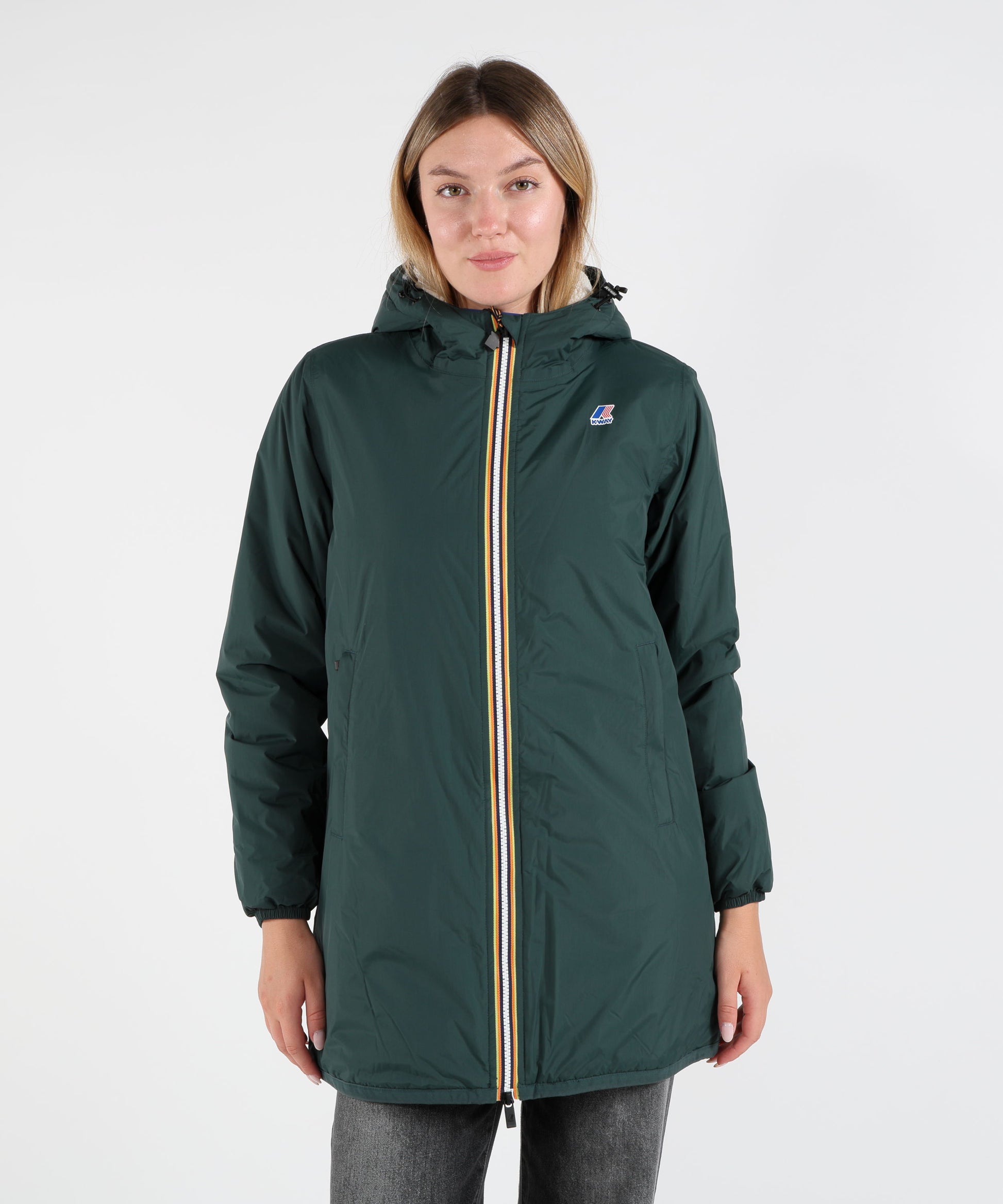 Parka K-WAY Parka Corto con Cappuccio Verde | K-WAY