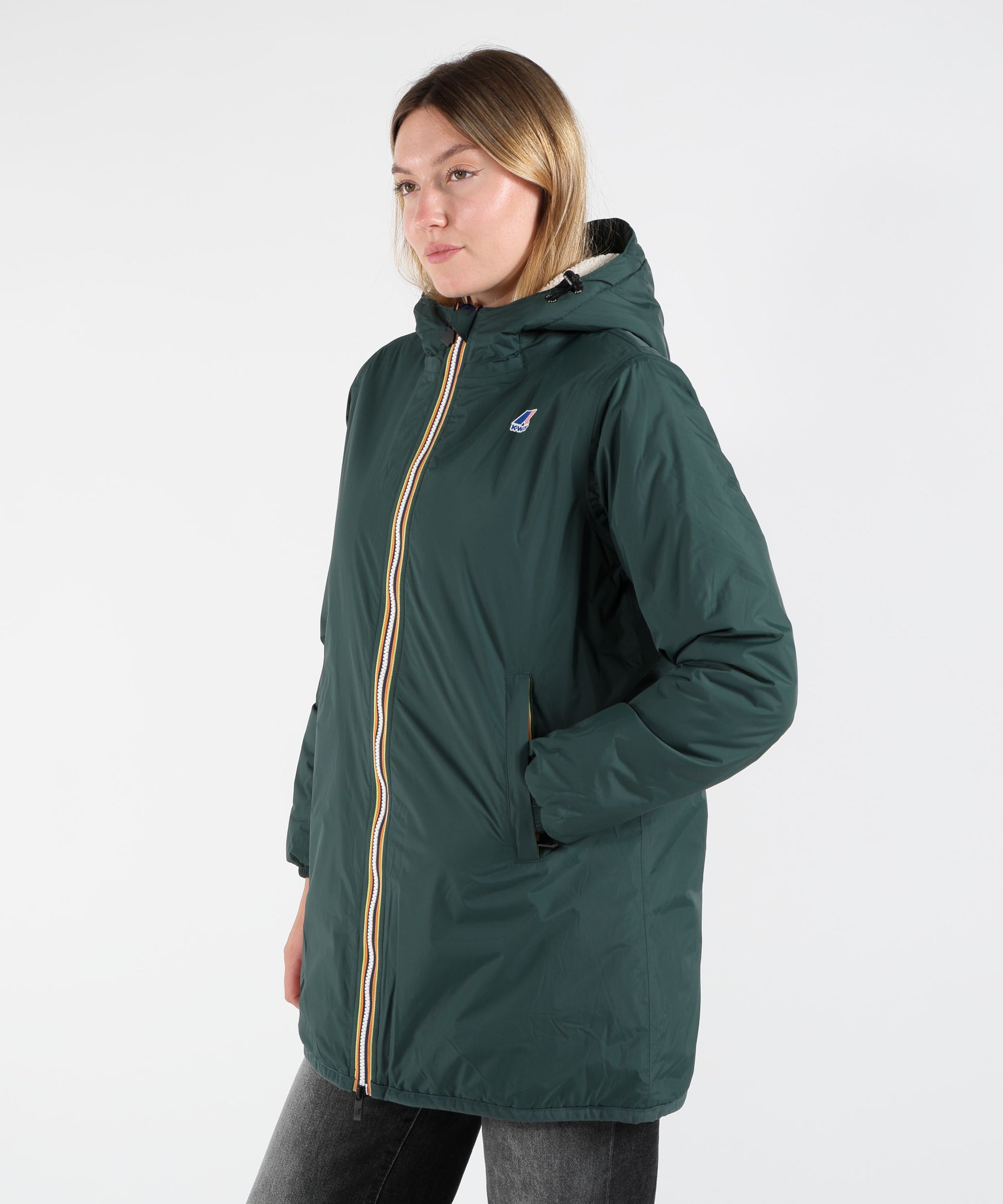 Parka K-WAY Parka Corto con Cappuccio Verde | K-WAY