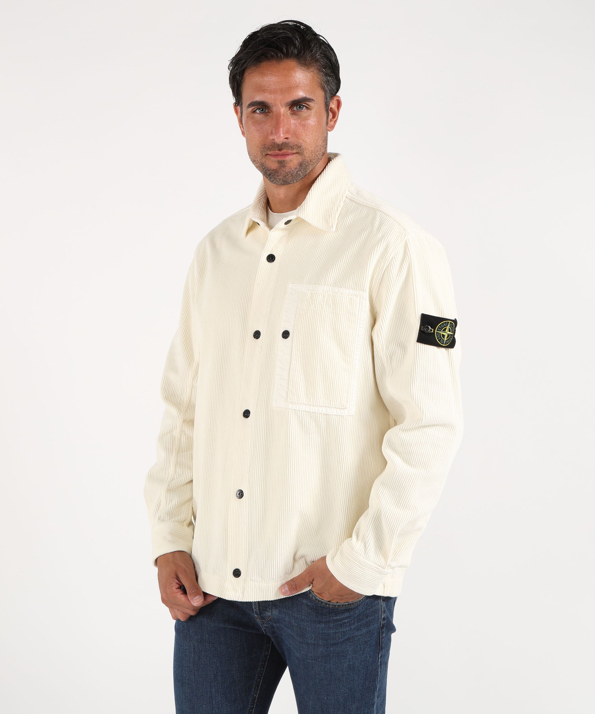 Giacche STONE ISLAND ORGANIC COTTON CORDUROY 800 Avorio | STONE ISLAND