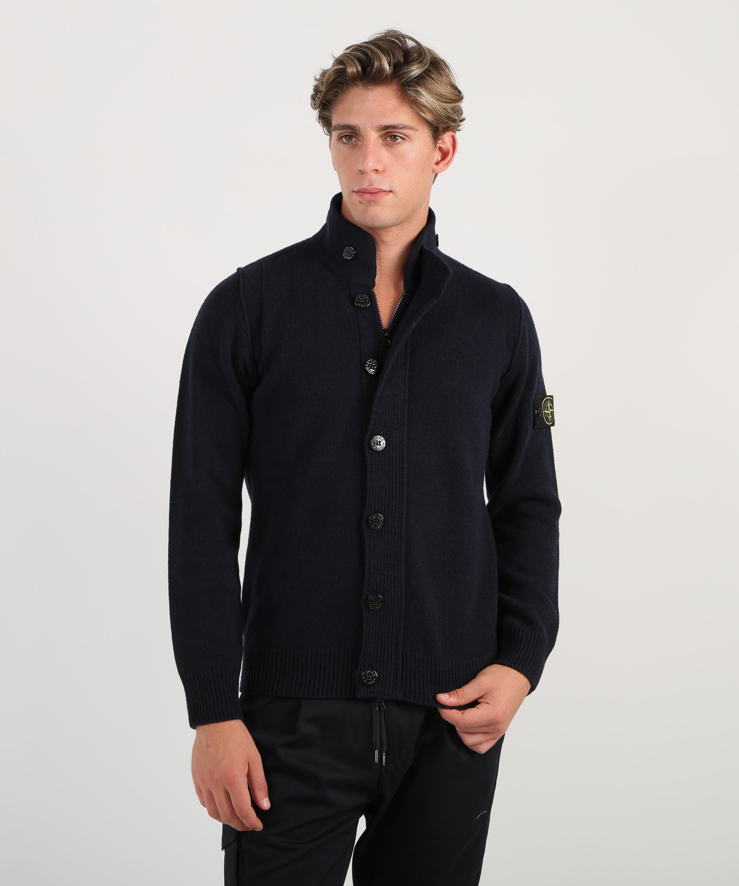 Cardigans STONE ISLAND Sweater with buttons and felt details Navy | STONE ISLAND