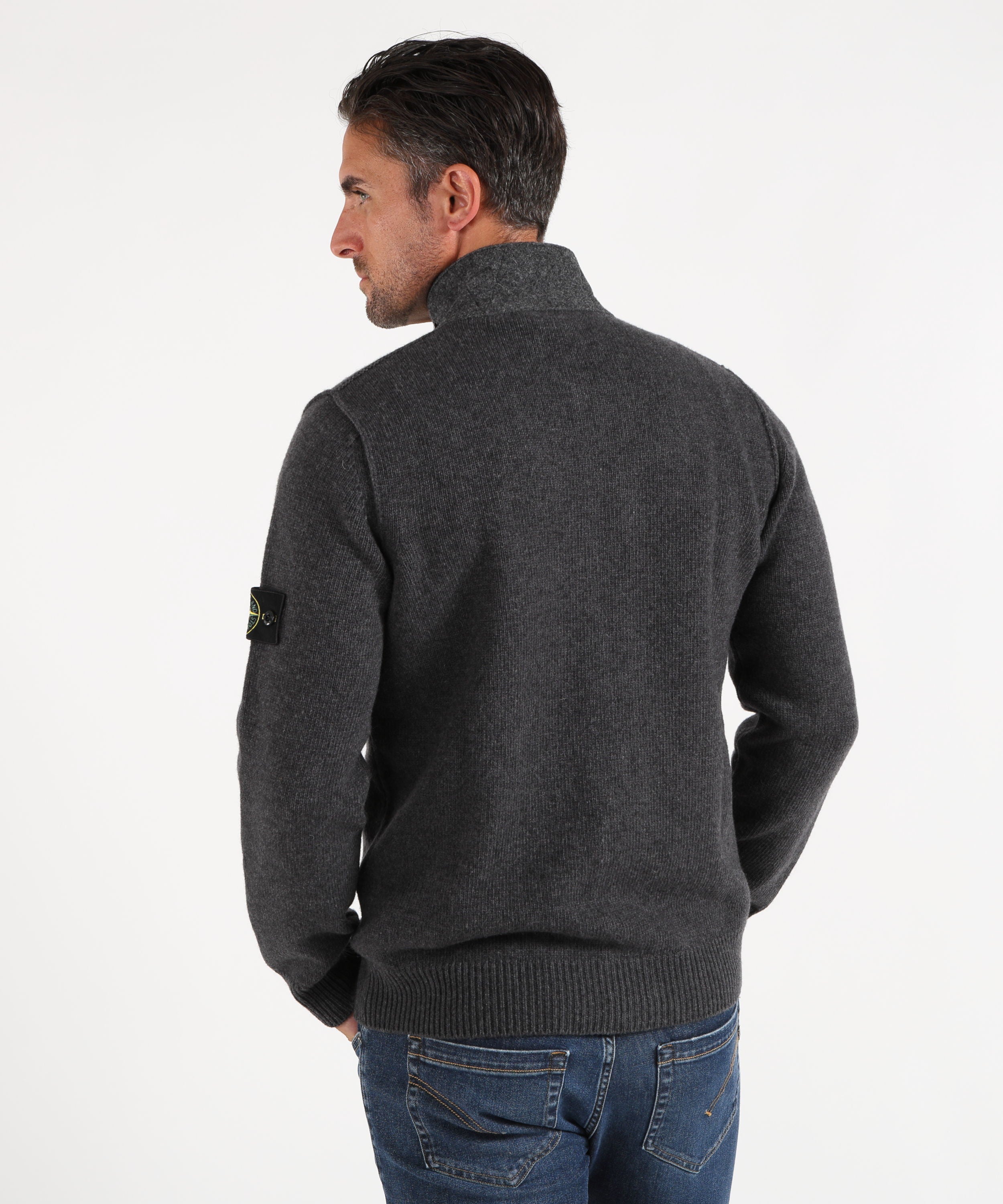 Cardigan STONE ISLAND Maglione con bottoni e dettagli in feltro Piombo melange | STONE ISLAND