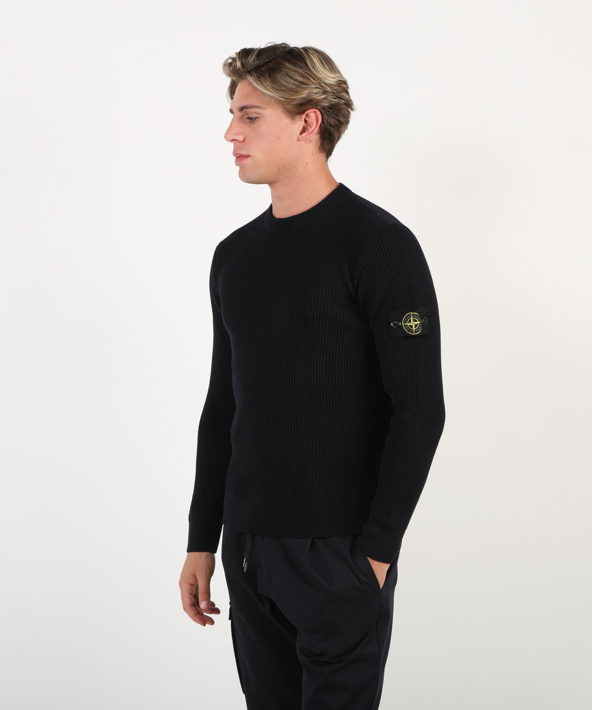 Maglie STONE ISLAND Maglia girocollo con bordi a costine Navy | STONE ISLAND