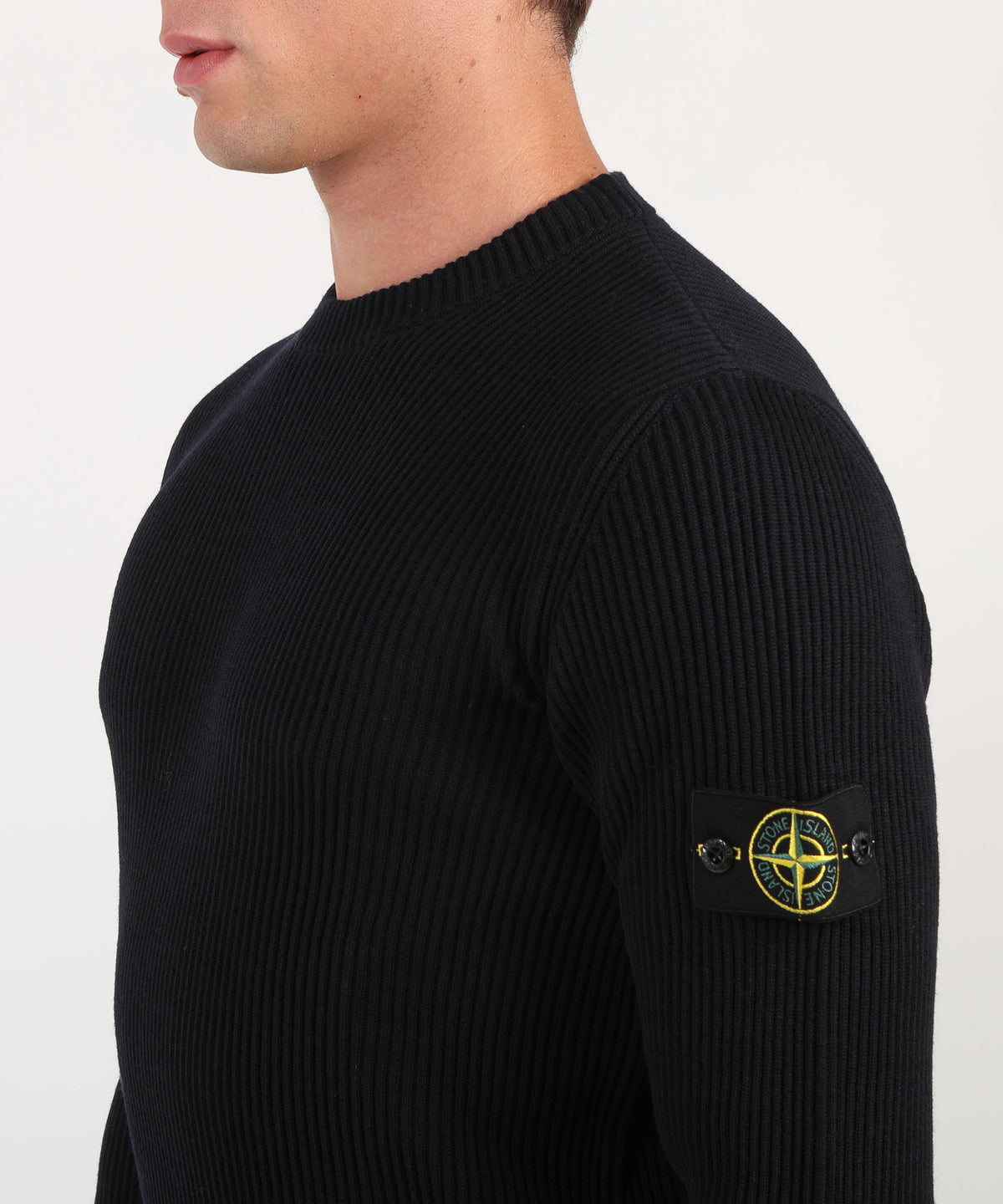 STONE ISLAND Maglia girocollo con bordi a costine