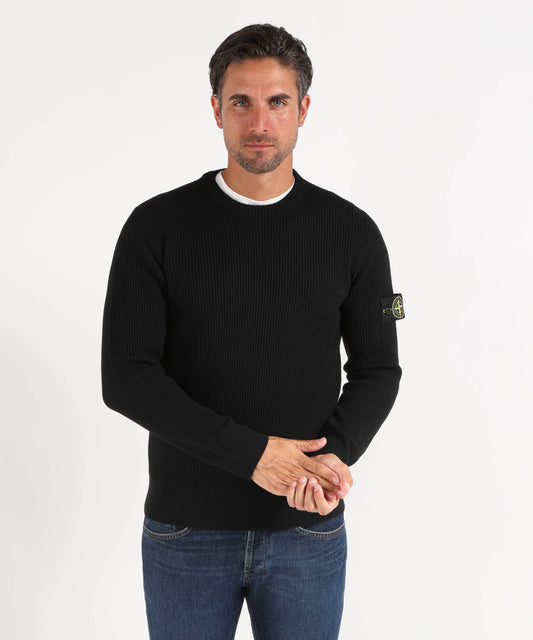 STONE ISLAND Maglia girocollo con bordi a costine
