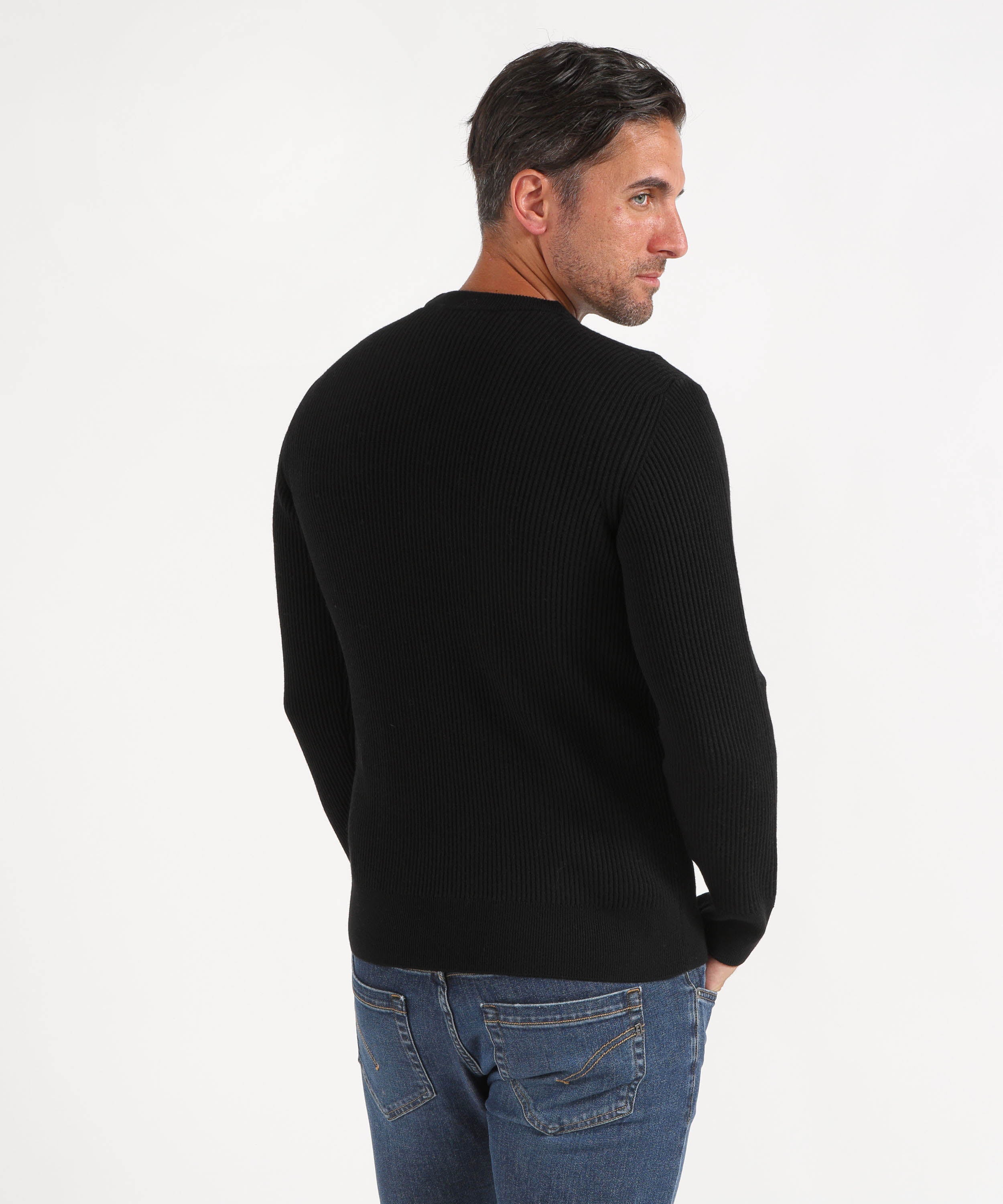 Maglie STONE ISLAND Maglia girocollo con bordi a costine Nero | STONE ISLAND