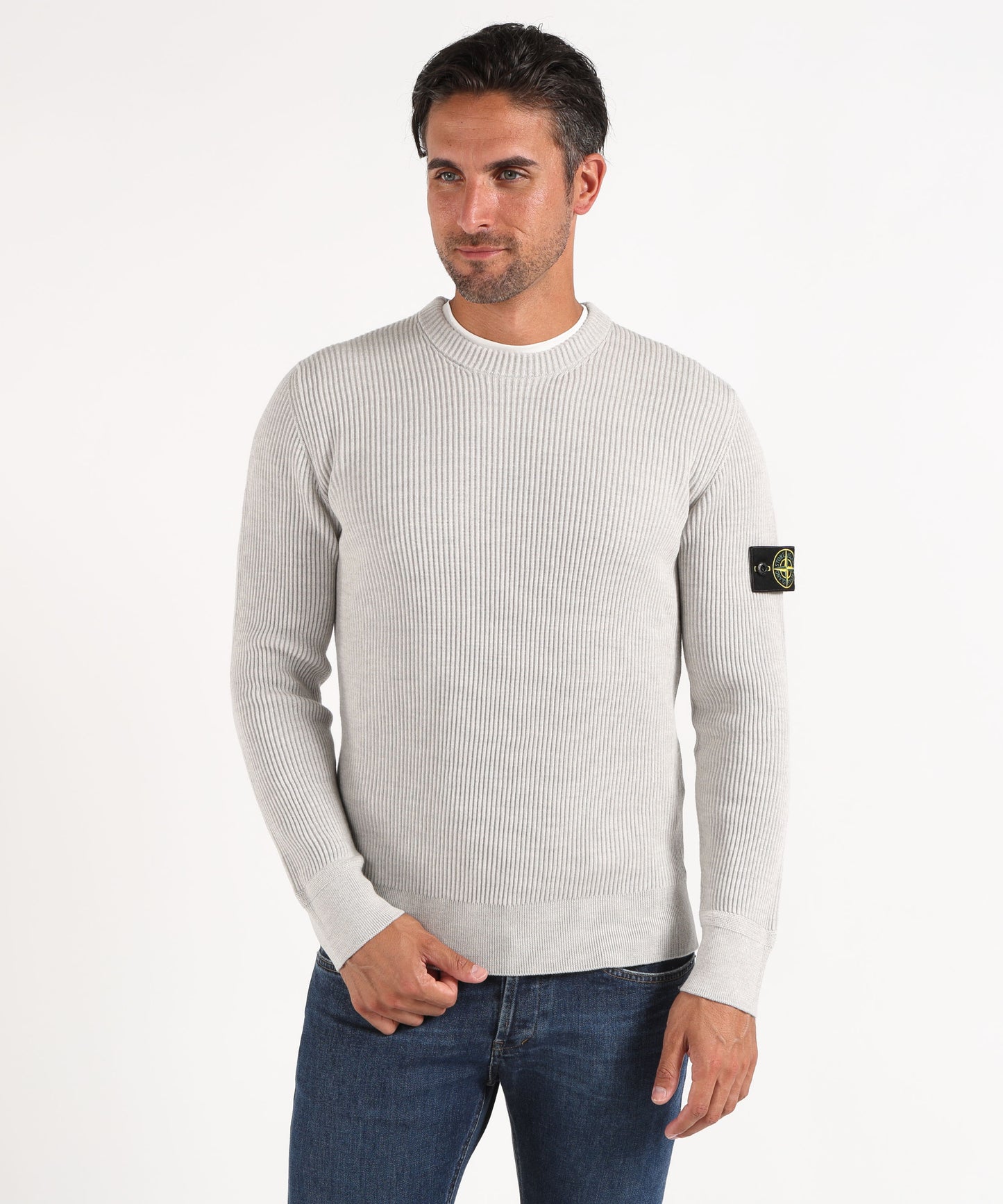 STONE ISLAND Crew-neck sweater with ribbed edges