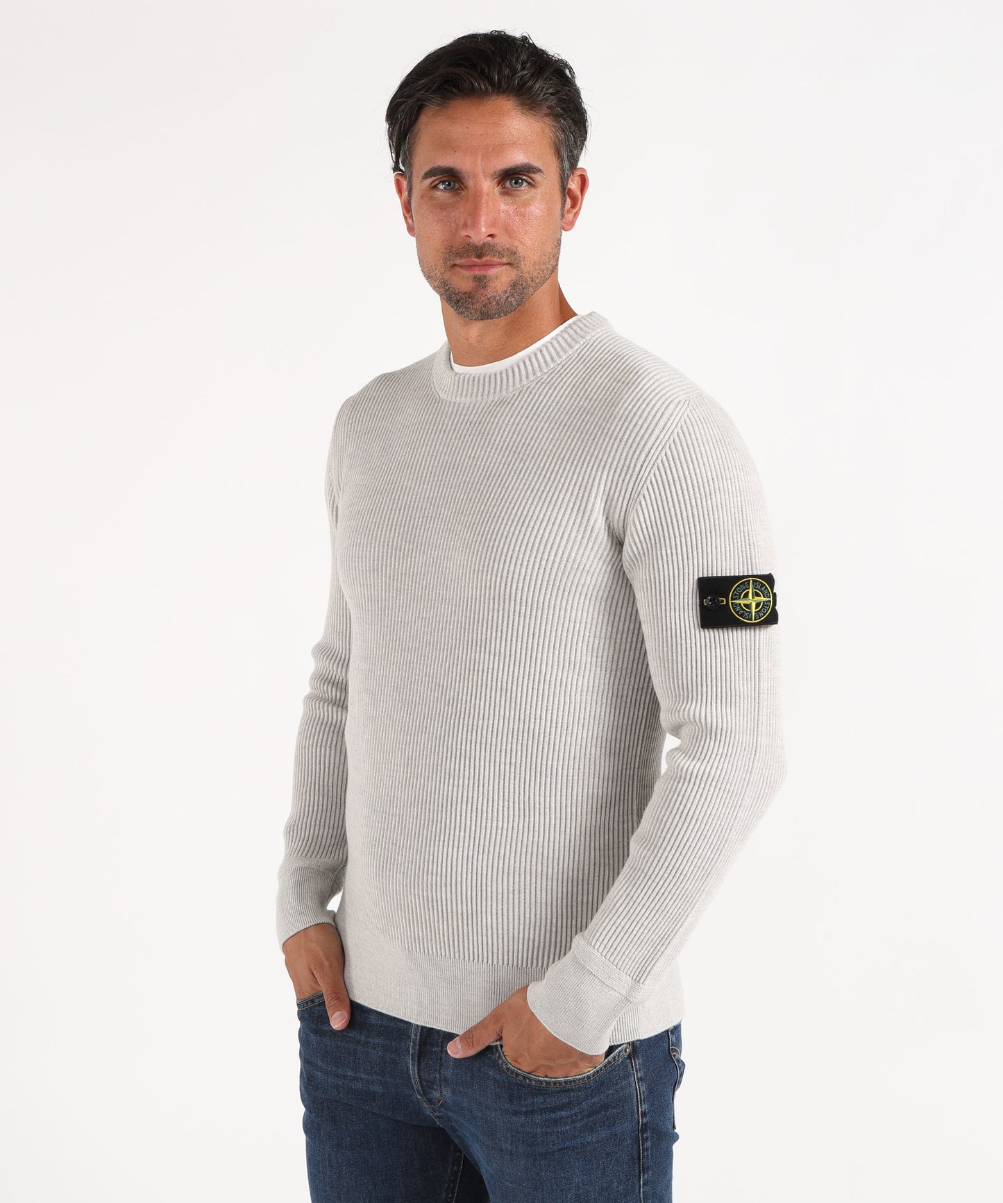 STONE ISLAND Crew-neck sweater with ribbed edges