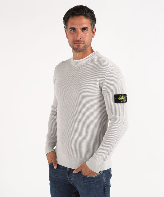 Maglie STONE ISLAND Maglia girocollo con bordi a costine Perla | STONE ISLAND