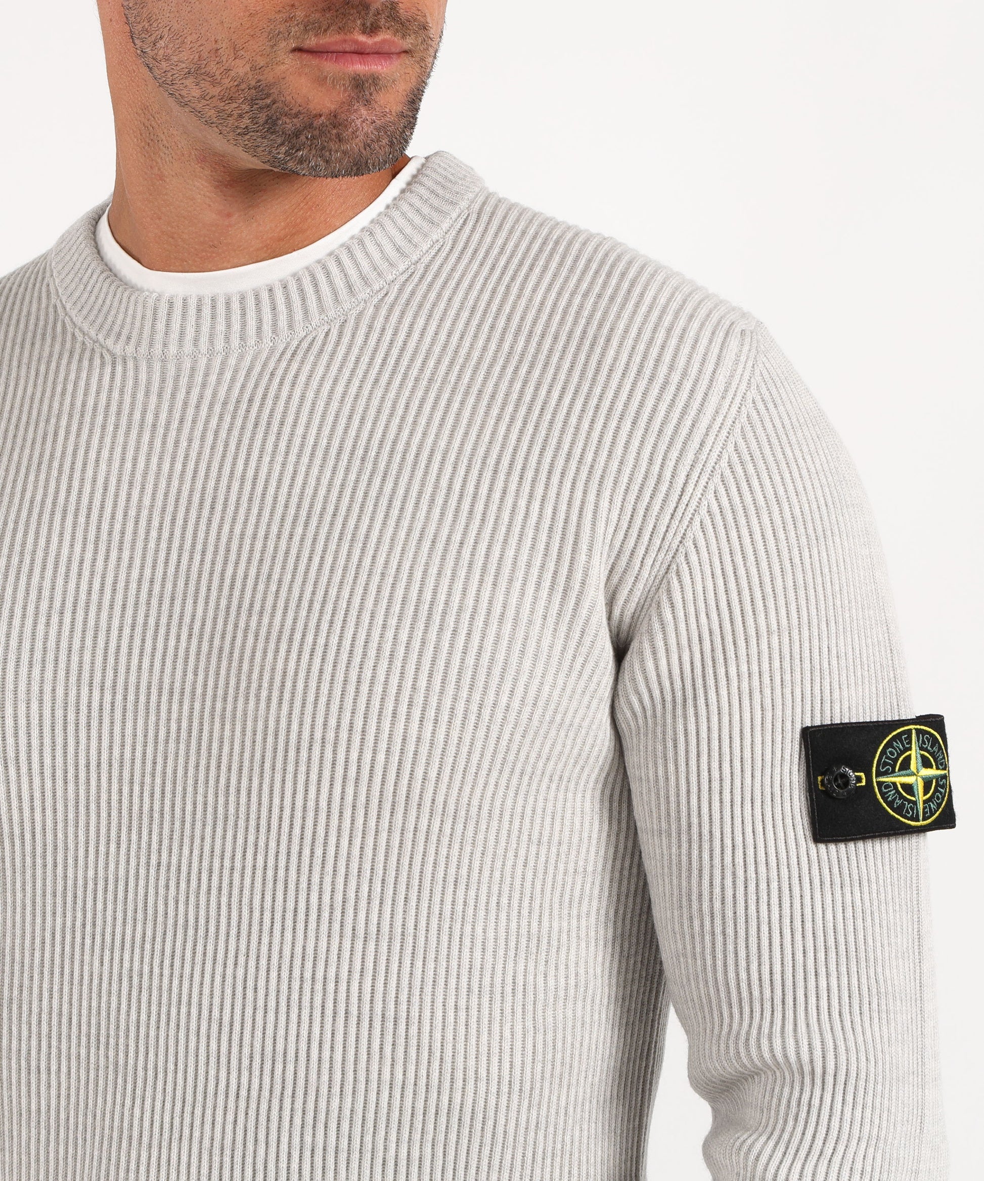 Knitwear STONE ISLAND Crew-neck sweater with ribbed edges Perla | STONE ISLAND