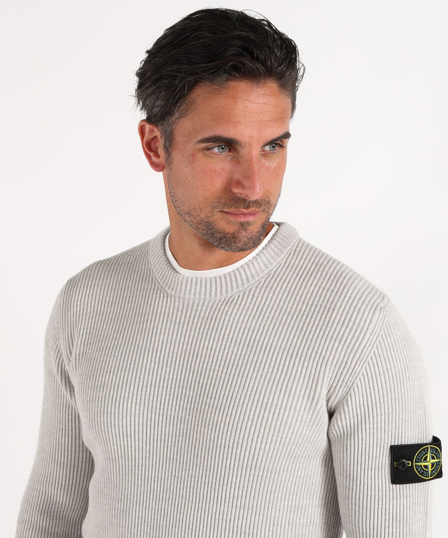 STONE ISLAND Crew-neck sweater with ribbed edges