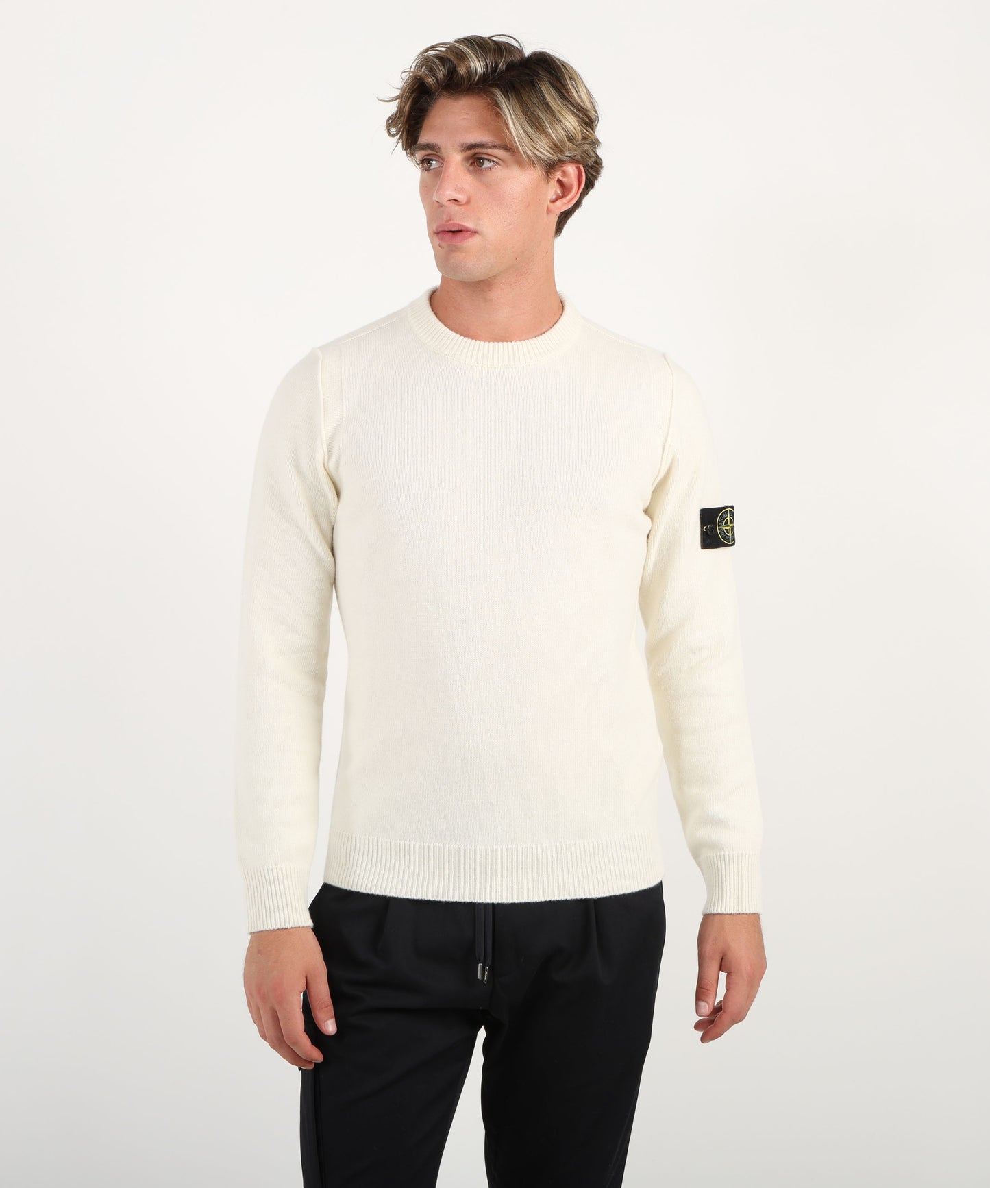 STONE ISLAND Maglione girocollo con dettagli a punto rovescio