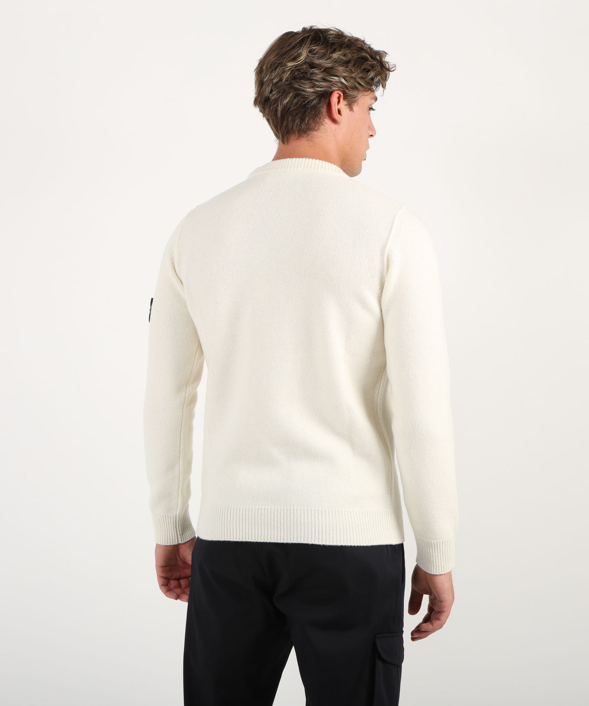 STONE ISLAND Maglione girocollo con dettagli a punto rovescio