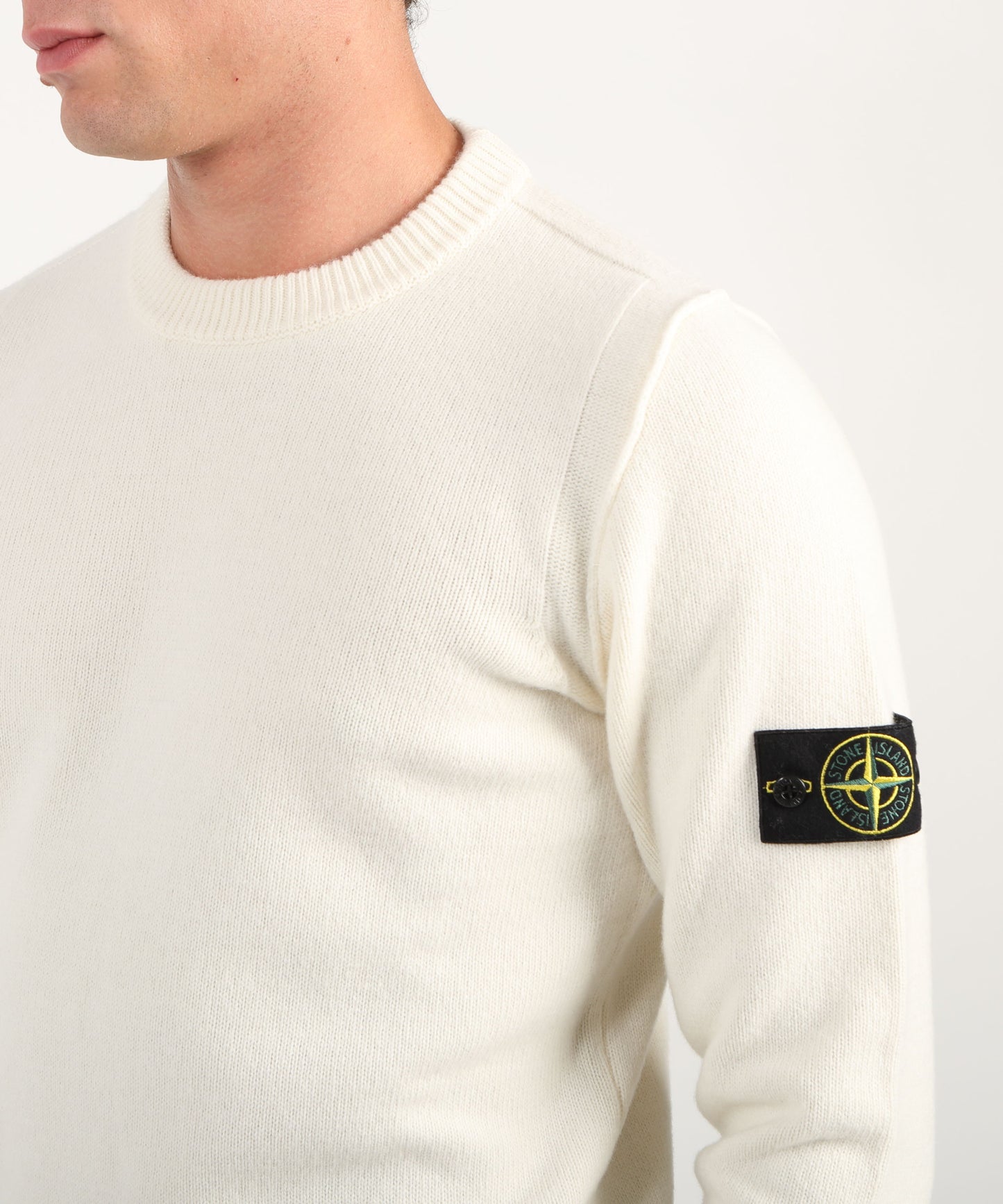 STONE ISLAND Maglione girocollo con dettagli a punto rovescio