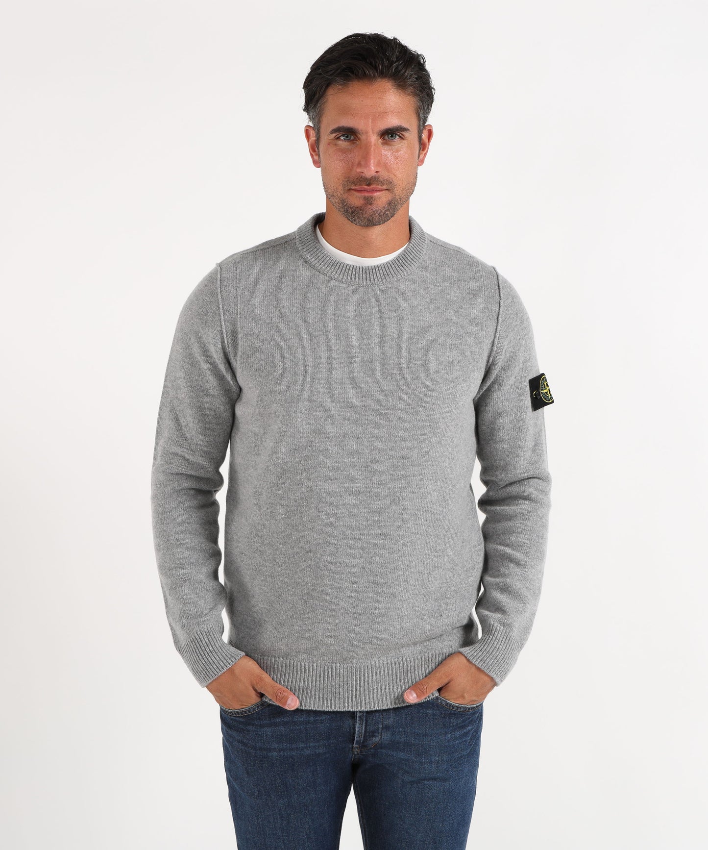 STONE ISLAND Crewneck Sweater with Purl Stitch Details