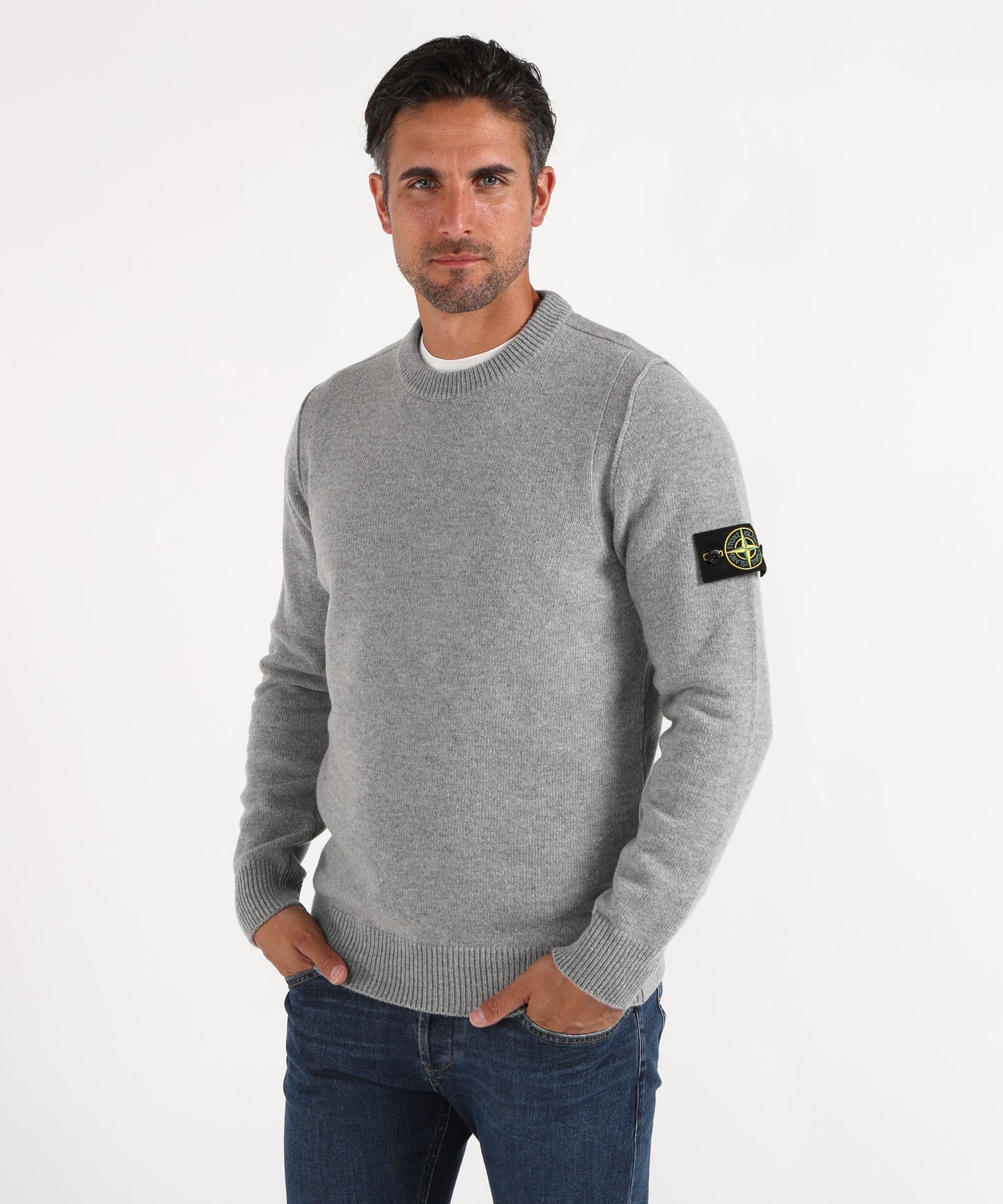 STONE ISLAND Crewneck Sweater with Purl Stitch Details
