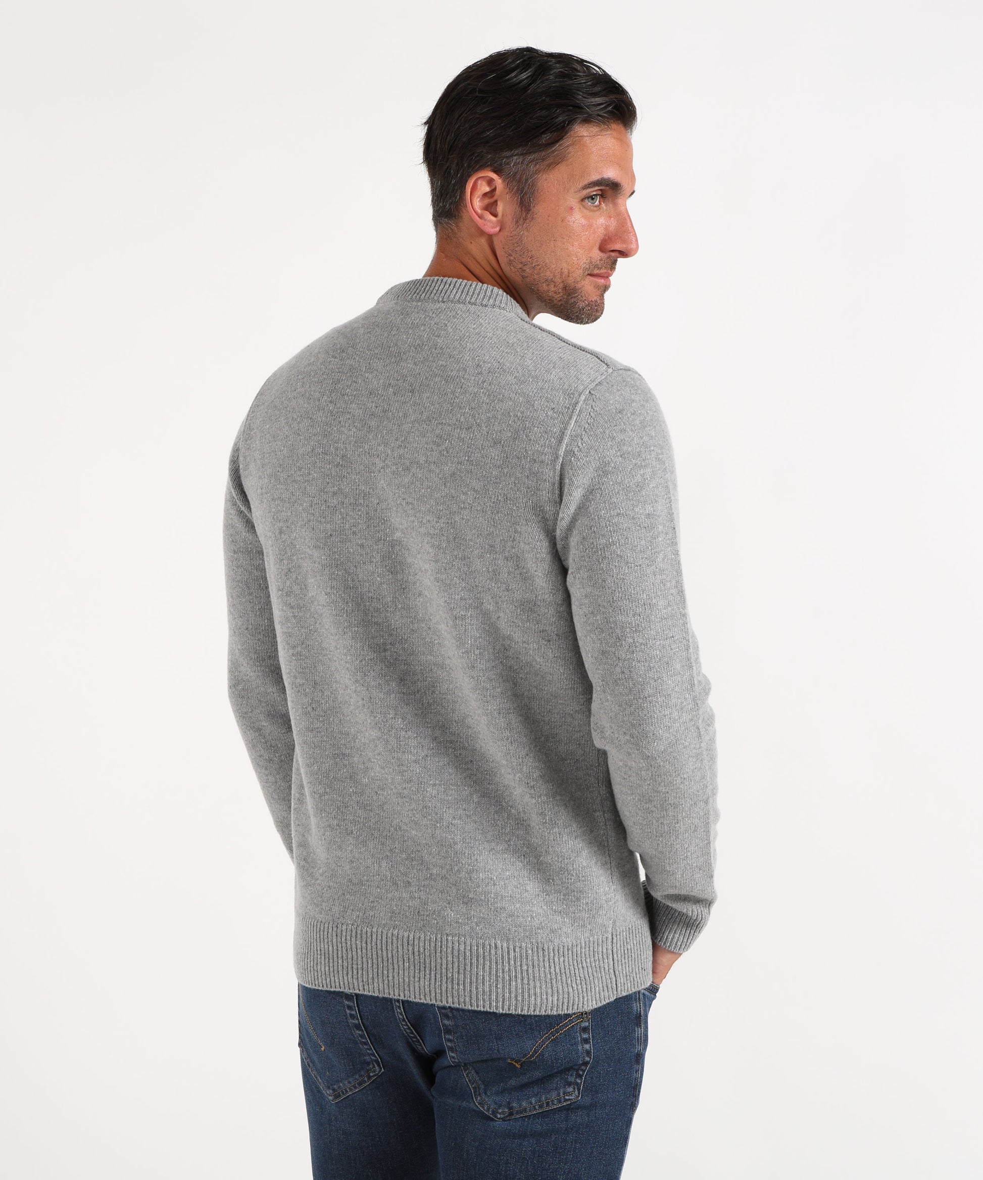 Knitwear STONE ISLAND Crewneck Sweater with Purl Stitch Details Grigio melange | STONE ISLAND
