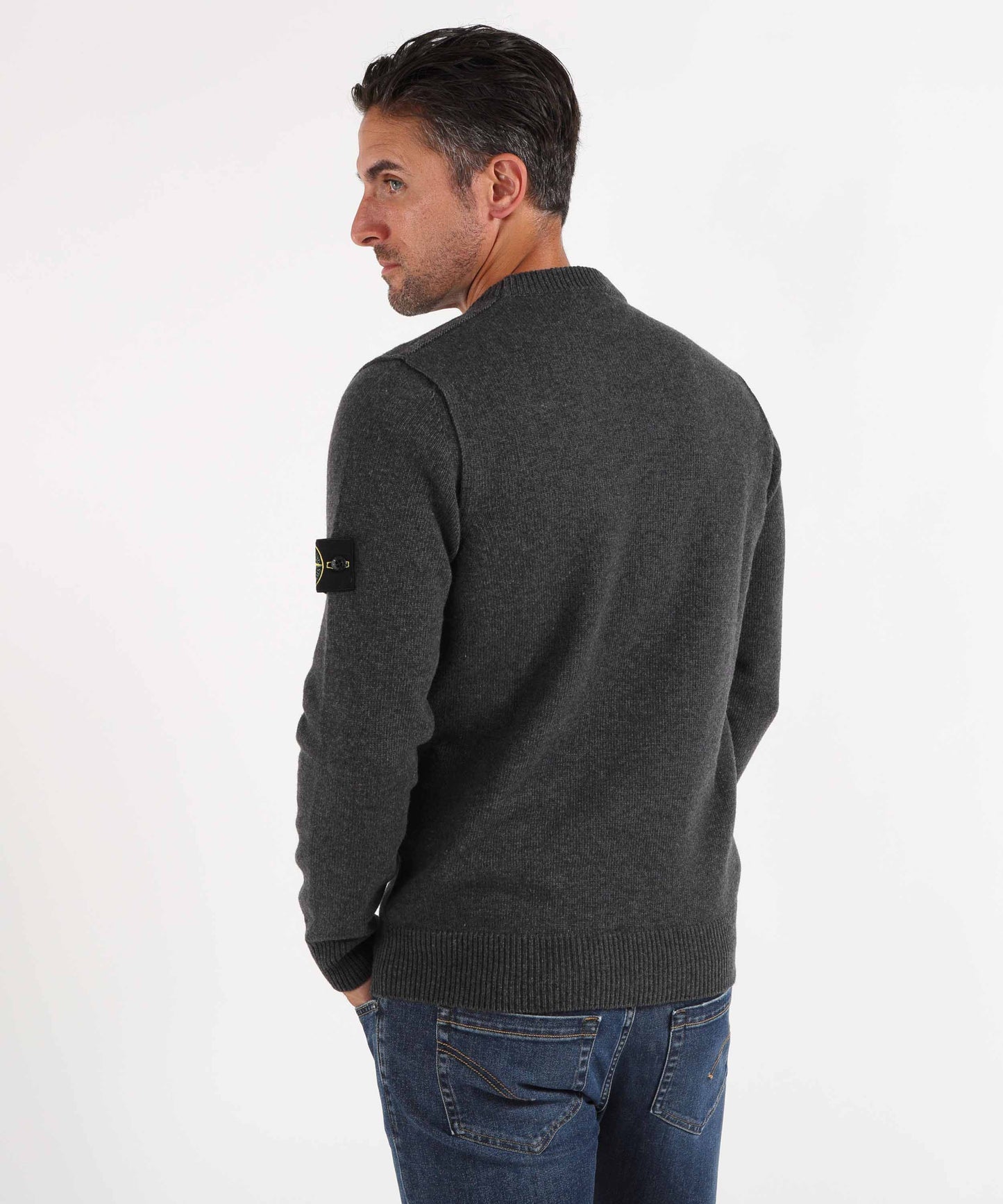 STONE ISLAND Maglione girocollo con dettagli a punto rovescio