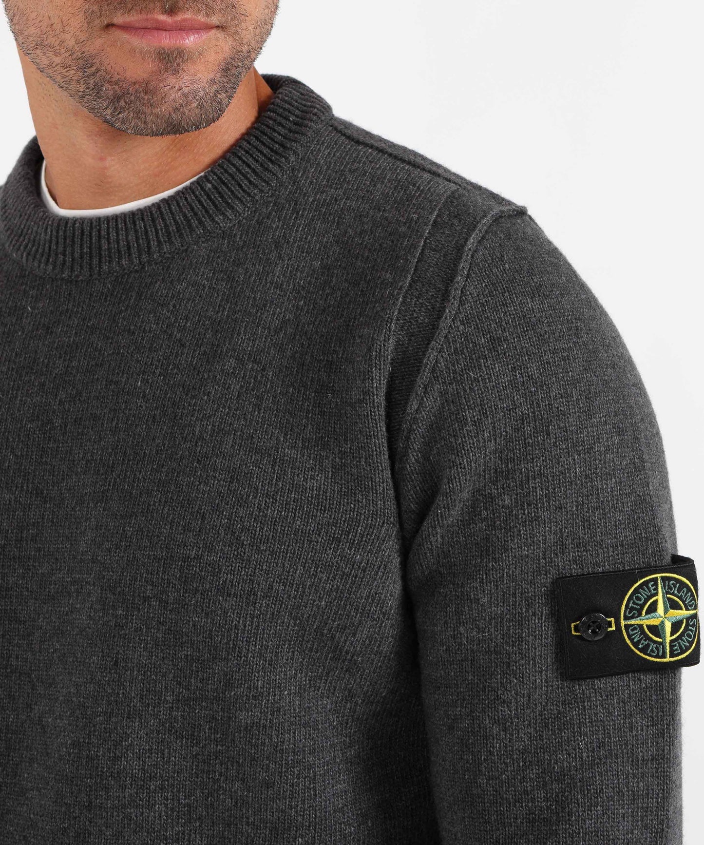 STONE ISLAND Maglione girocollo con dettagli a punto rovescio