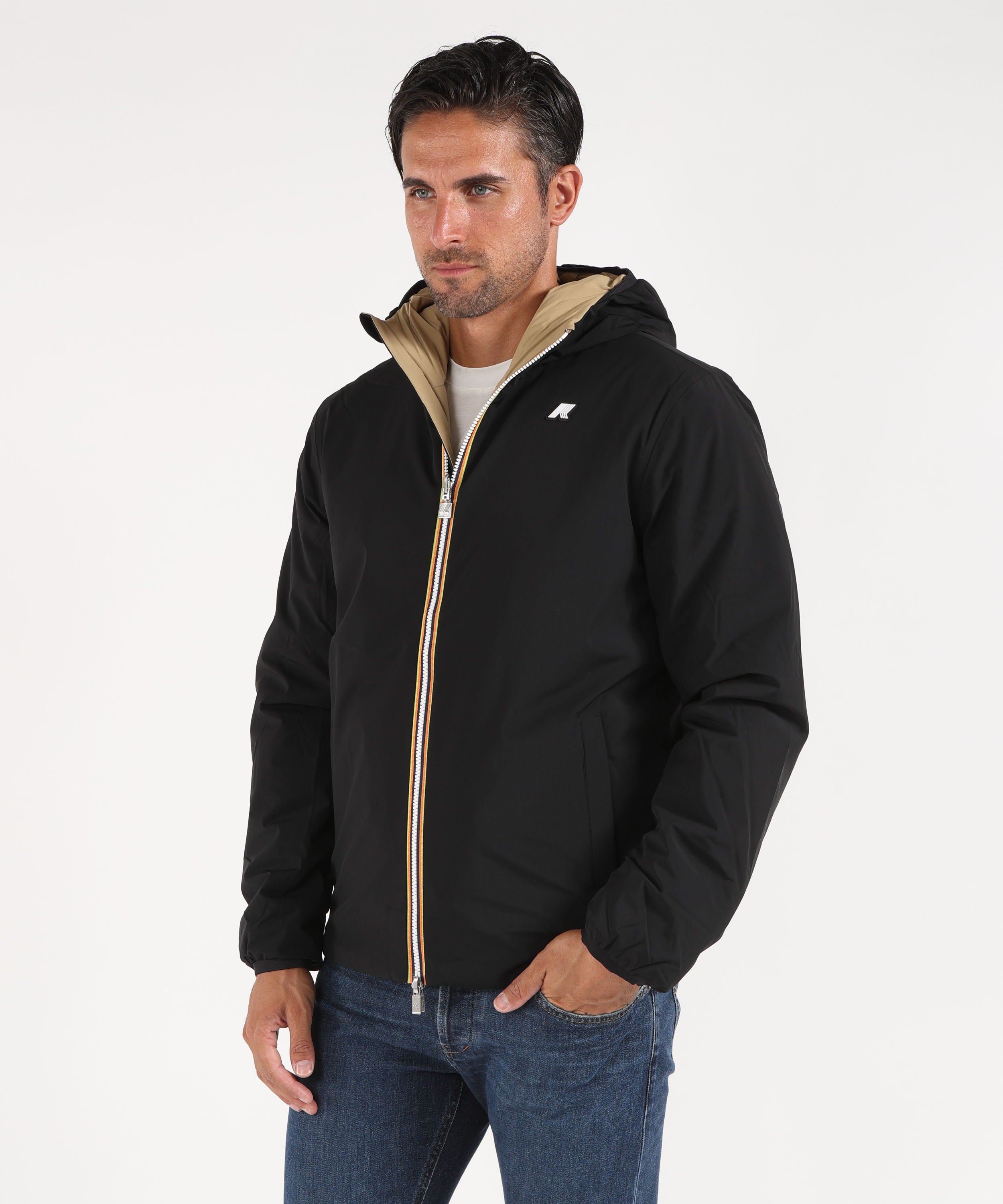 Jackets K-WAY Jack ST Warm Double Jacket Nero/beige | K-WAY