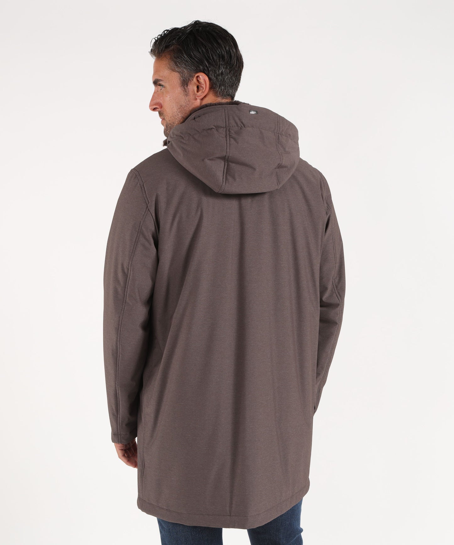 HERNO PARKA RESORT IN NYLON STRETCH EFFETTO MELANGE E LIGHT FAUX FUR