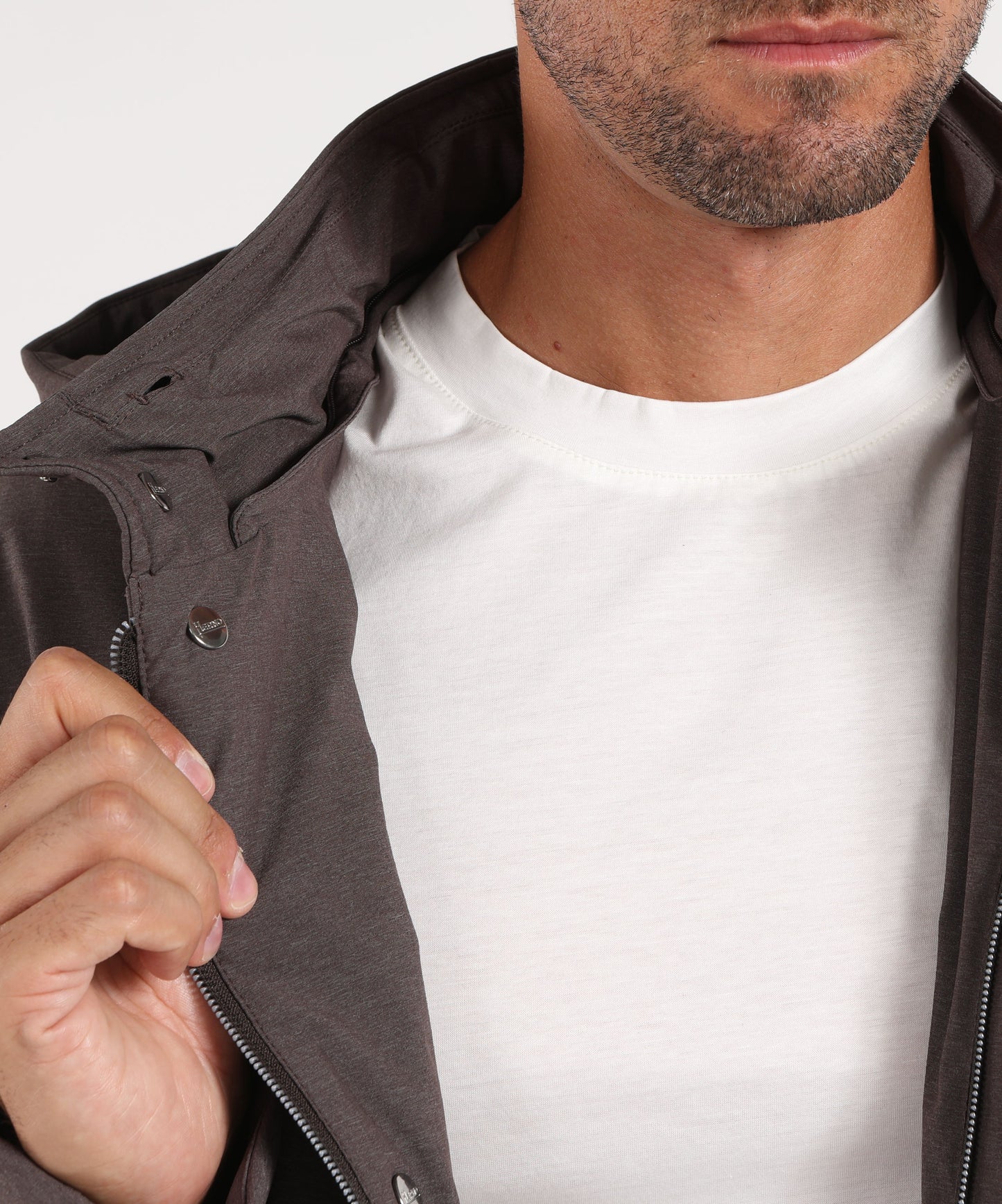 HERNO PARKA RESORT IN NYLON STRETCH EFFETTO MELANGE E LIGHT FAUX FUR